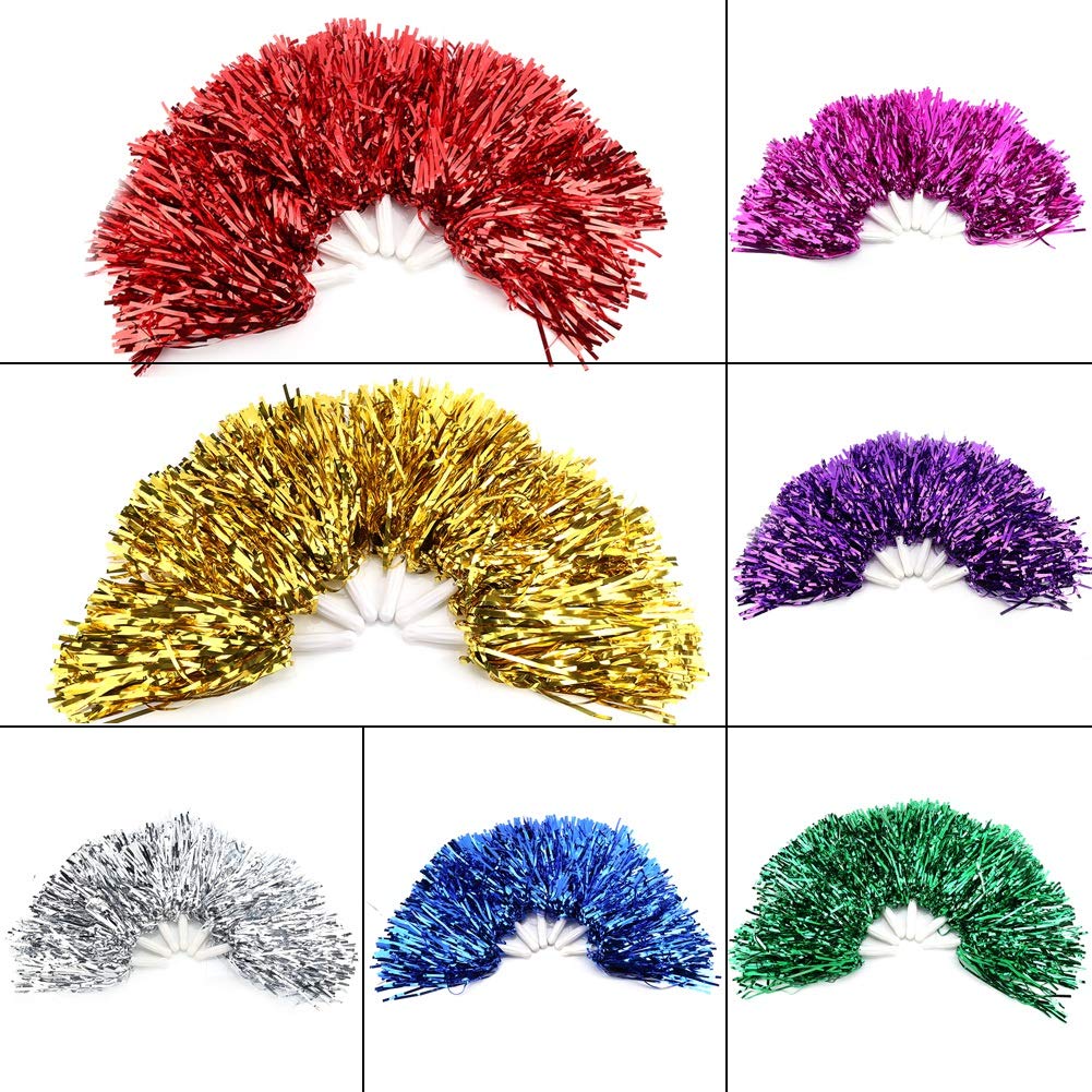 Pompon per cheerleading 6/12 pezzi a forma di fiore appeso con pellicola metallica