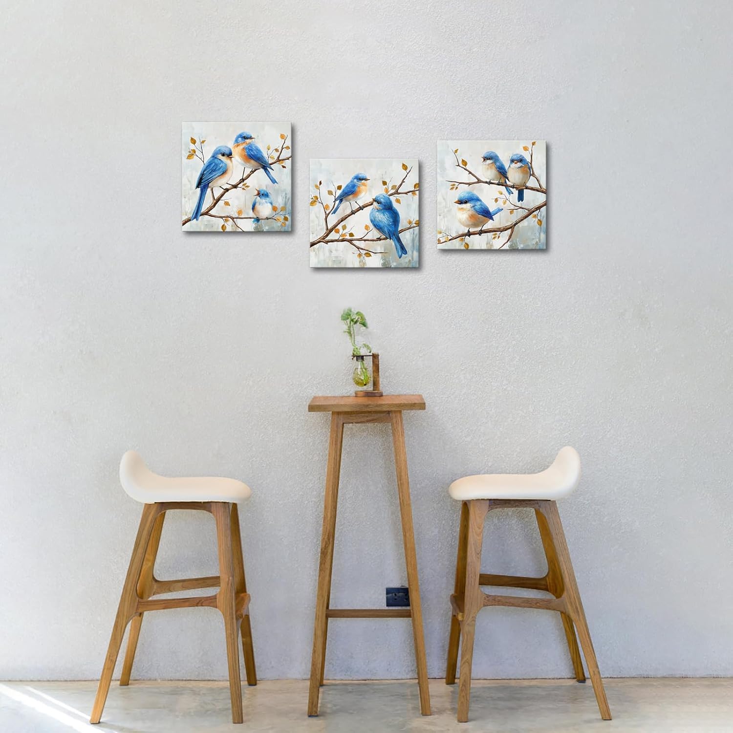 LoveHouse Birds Wall Art Birds on Branch Wall Decor Farmhouse Kitchen Pictures Nature Painting Artwork for Bathroom Home Decorations