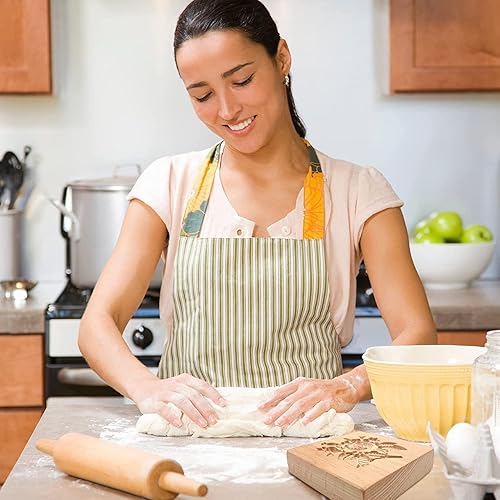 Miniatura 2 de MOTEERLLU Moldes de madera para hornear, cortador de sello de galletas de madera tallado galleta en relieve molde de pan de jengibre