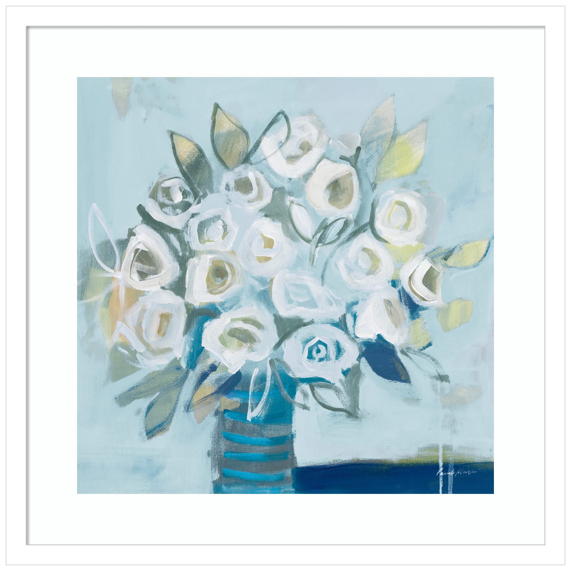 Amazon.com: Amanti Art Framed Wall Art Print 21x21 White Roses