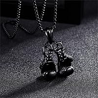Vista 5 de Collar de guantes de boxeo para hombre, cadena punk, dije de guante gótico, collar de acero inoxidable para hombres y mujeres