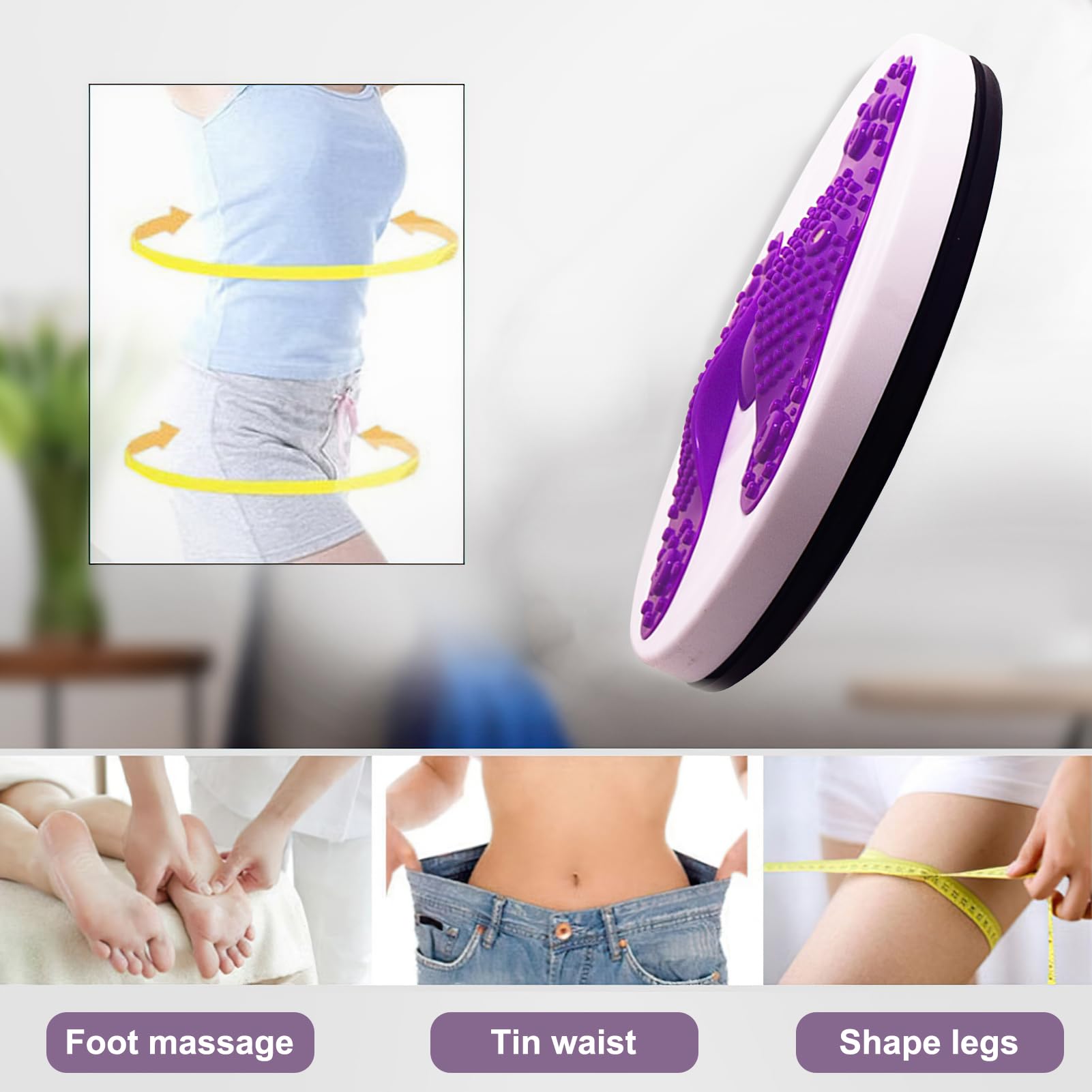 Twist Disque de Taille avec Corde de Traction, Fitness Waist Wriggling Plate Disque De Fitness, Pour Les Hanches Et La Taille De Fitness Et De Mouvement
