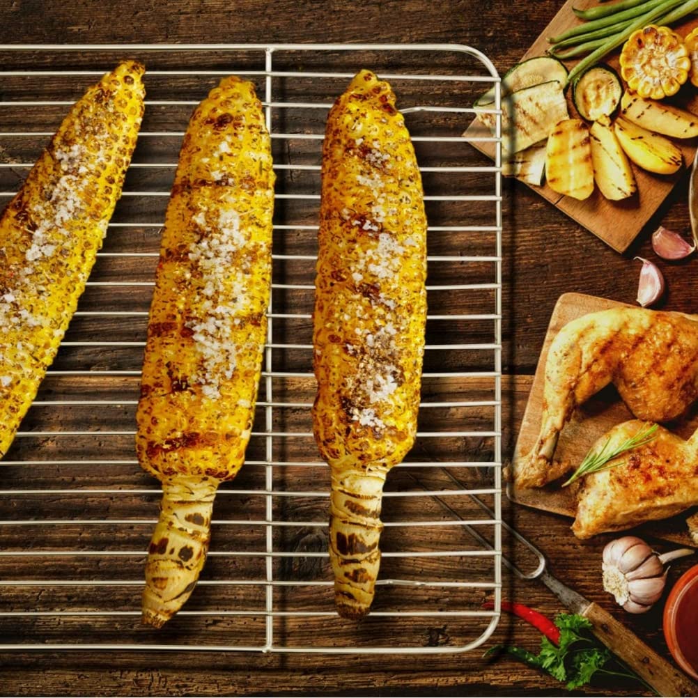 Griglia di raffreddamento per barbecue da griglia in acciaio inox, griglia in filo metallico per cucinare, arrostire, asciugare e grigliare (48 x 32 cm)