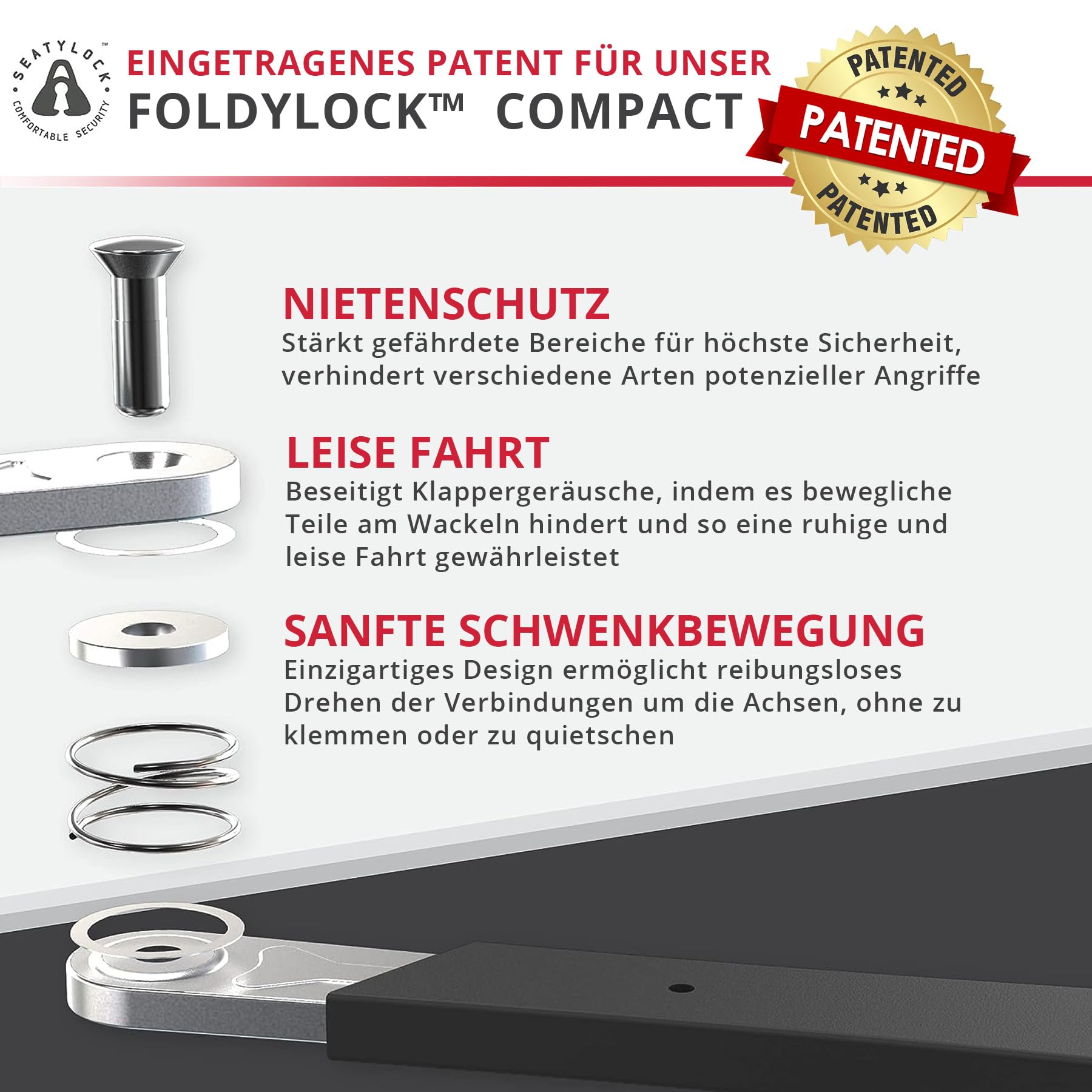 FoldyLock Compact Fahrrad Faltschloss – Patentiertes Testsieger Fahrradschloss mit Schlüssel und Halterung für Hohe Sicherheit – Leicht und Sicher für Ebike, e Scooter und Roller – 85 cm