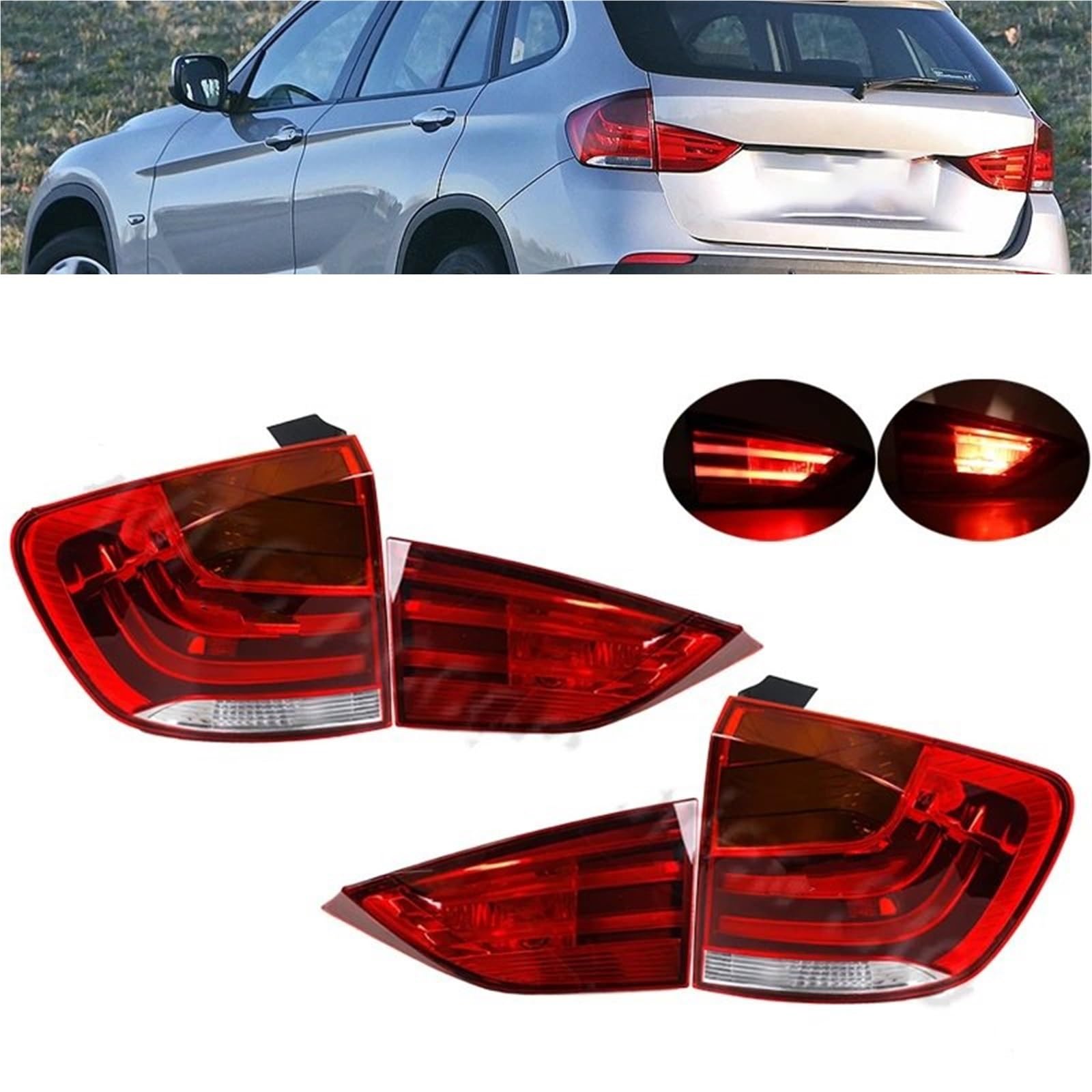 Lampa tylna zespolona Halogen światła Zestaw świateł tylnych samochodu światło cofania światło tylne dla BMW X1 E84 2008-2015 63212990110 63212990109(Inside-Left)