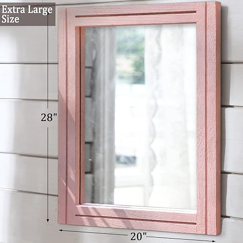 Miniatura 2 de AAZZKANG Espejo rectangular con marco de madera, moderno espejo colgante de pared para dormitorio, baño, sala de estar, entrada, grande, 28 x 20