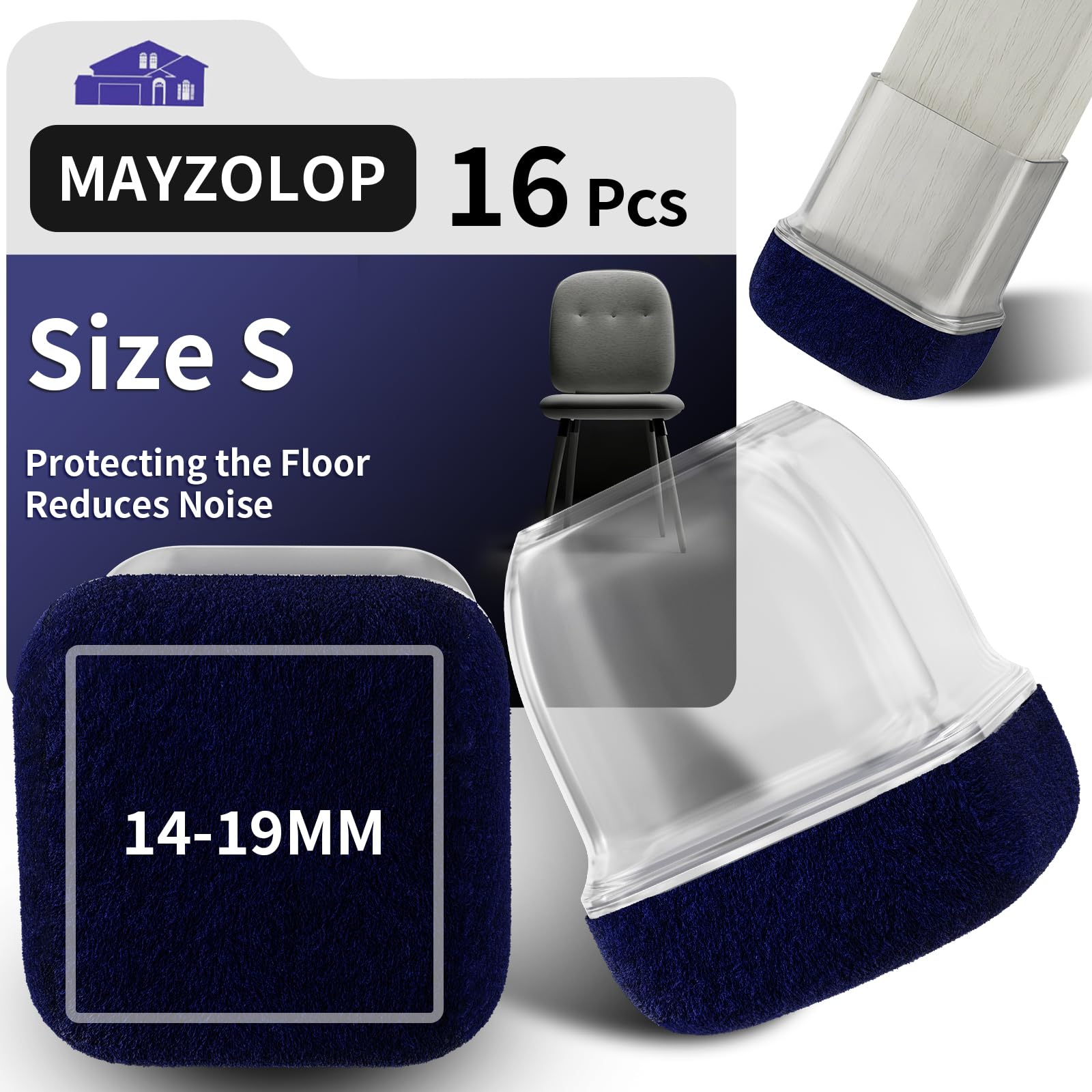 MAYZOLOP 16PCS Chair Leg Floor Protectors
