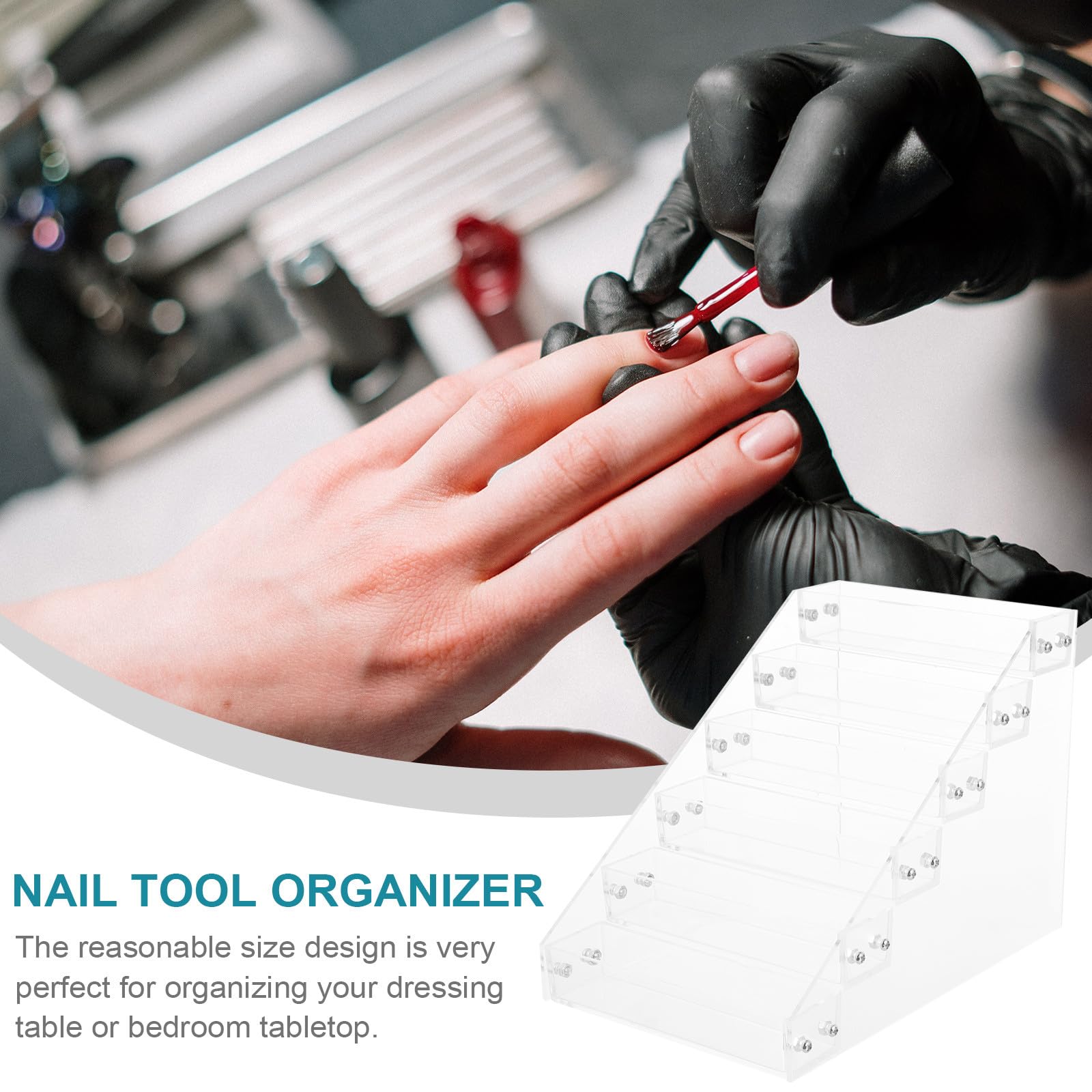 DOITOOL Organizer per Smalti per Unghie in Acrilico Trasparente a Livelli, Supporto Semplice e Moderno per Cosmetici da Tavolo in Camera da Letto