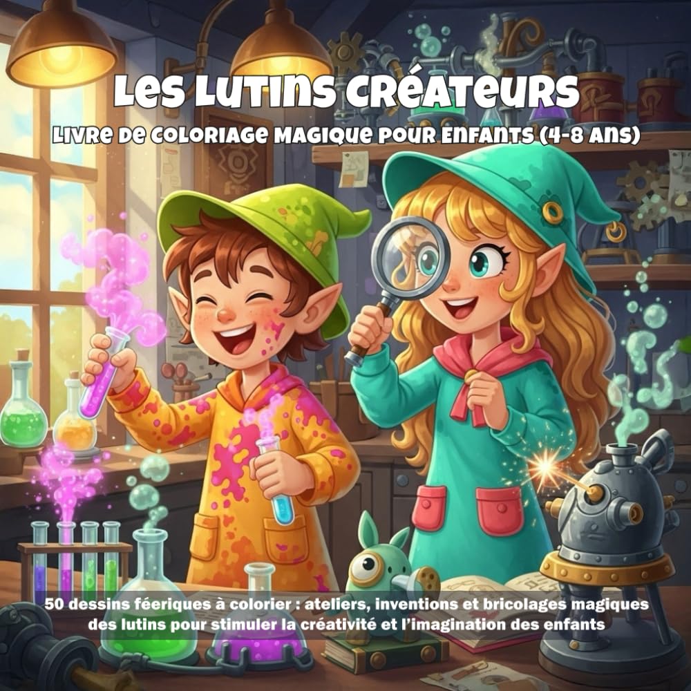 Les Lutins Créateurs Livre de Coloriage Magique pour Enfants (4-8 ans): 50 dessins féeriques à colorier : ateliers, inventions et bricolages magiques ... la créativité et l’imagination des enfants