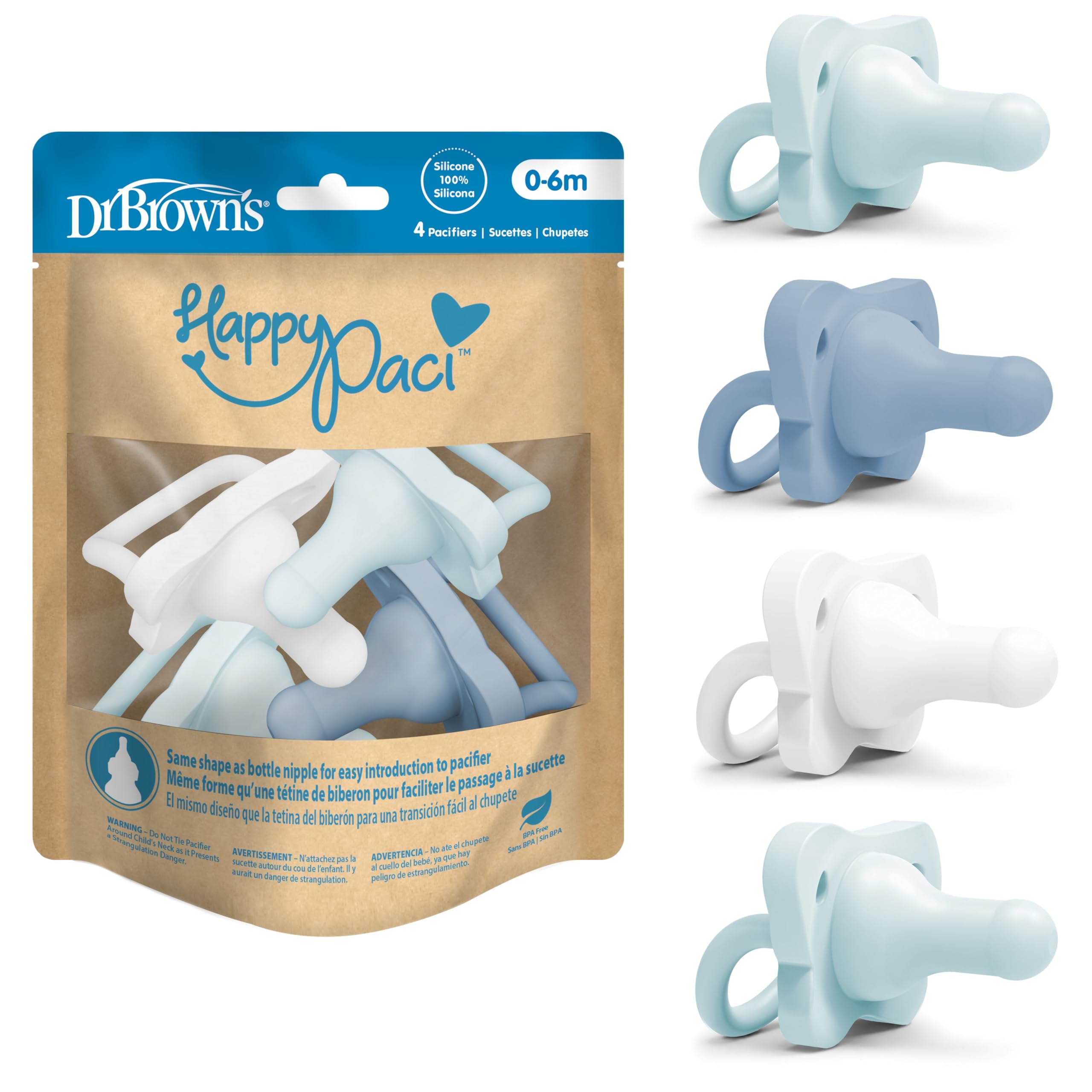 Dr. Brown's HappyPaci 100% Silicone Baby Pacifier - Pacifiers | Mubboo