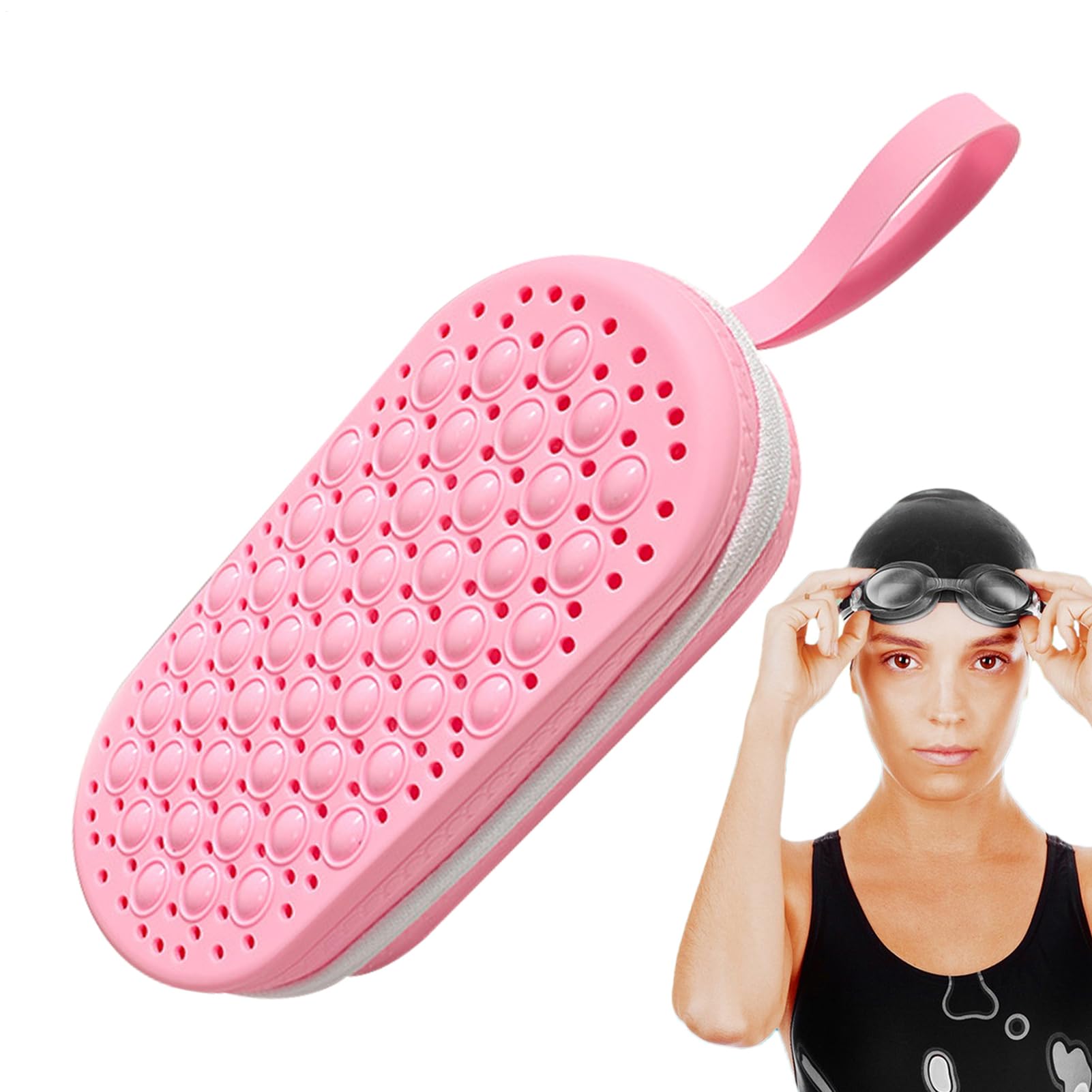 Estuche para gafas de natación, organizador de gafas de buceo, con gran espacio de almacenamiento, estuche de silicona para gafas de natación, almacenamiento portátil para adultos y