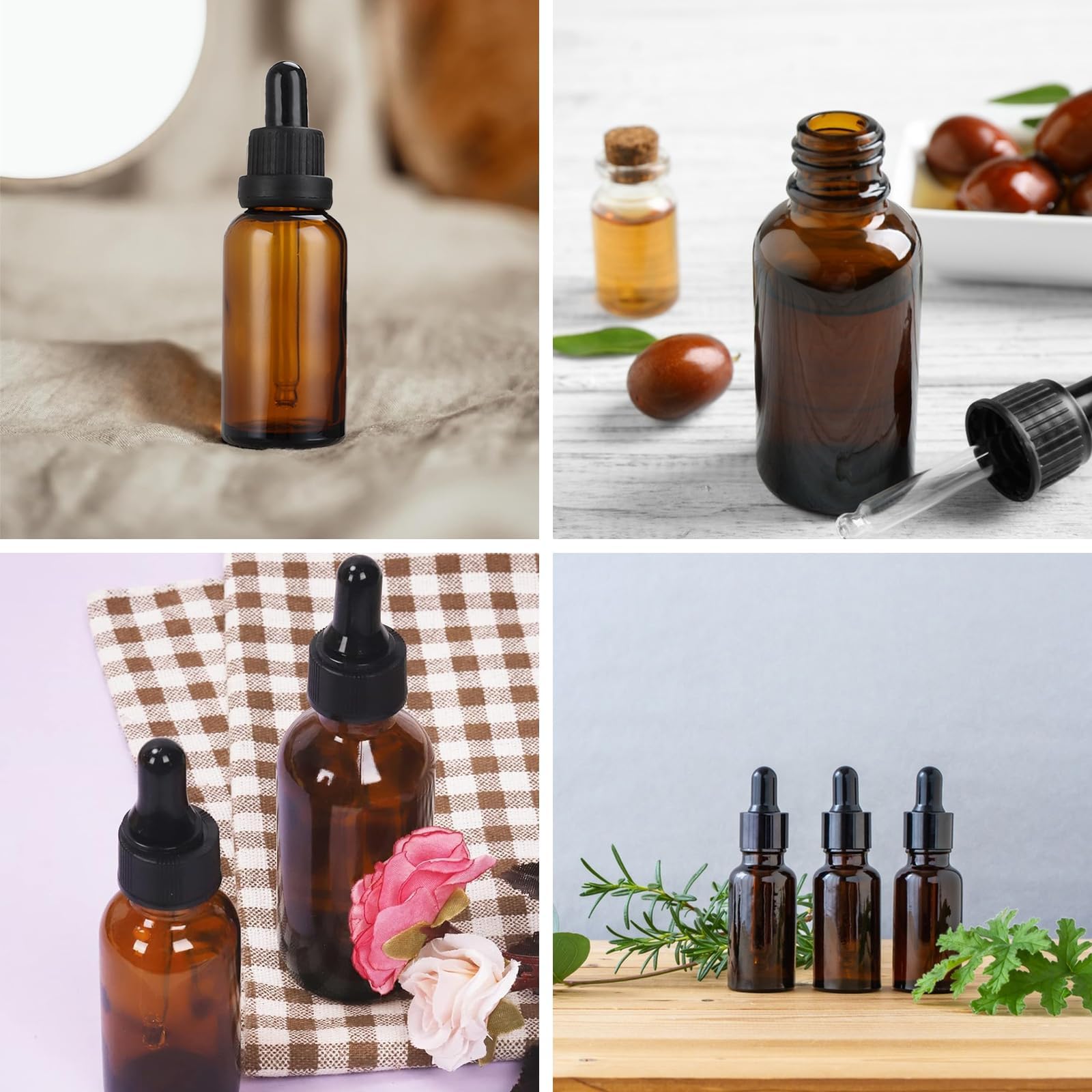 JMIATRY 24 Pezzi 30ML Bottiglie Contagocce di Vetro Ambrato con pipette, Flaconi bottiglie contagocce per Colonie, Miscele di Oli Essenziali, Profumi
