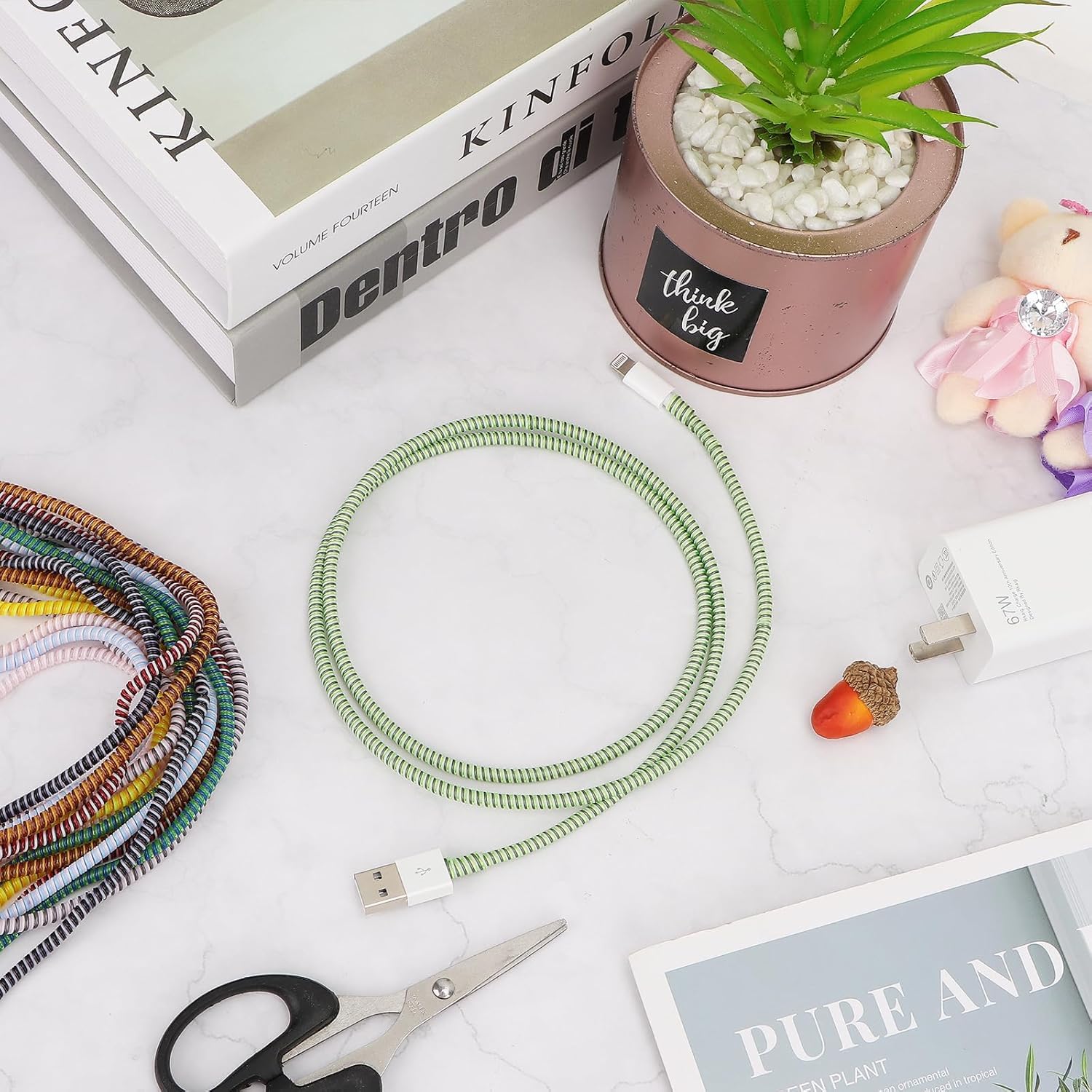9 Protezioni per Cavi Di Ricarica, 1,4 m, Protezione Cavo in Tpu, Protezione Flessibile Micro USB per Cellulare, Cavo di Ricarica per Notebook (9 Colori)