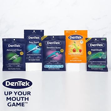 Dentek Comfort Clean Floss Picks | Silky Ribbon Floss to Remove Food & Plaque | 150 Picks | Pack of 6