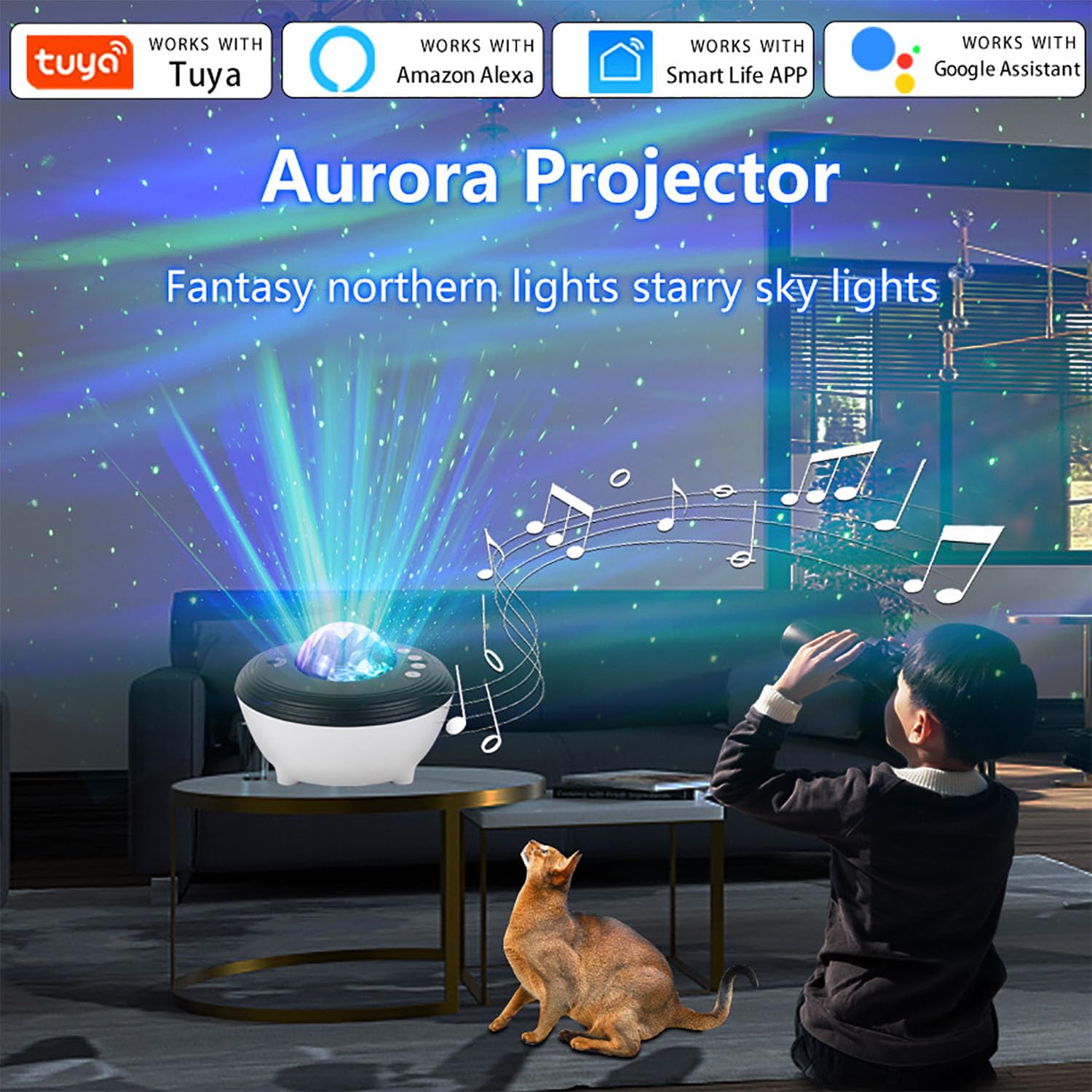 Luz Nocturna LED De Cielo Estrellado, Lámpara De Noche LED De Cielo Estrellado con Control Remoto, 38 Modos De Escena + Modo Personalizado, Música Integrada Y Función De Temporización