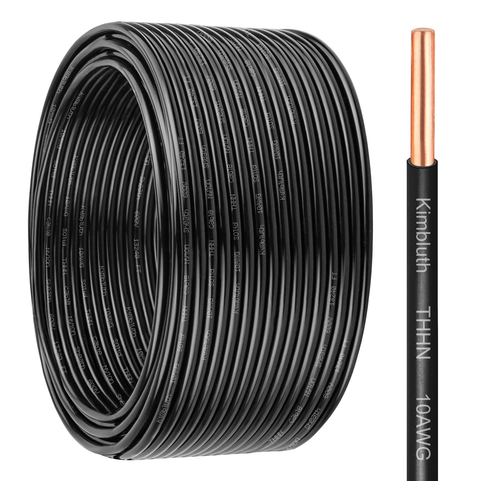 THHN Wire 10 Gauge 200 FT OFC Electrical Wire, 10 AWG Solid Copper Wire Rated up to 600V Building Wire Nylon Jacket for Residential, CNC, Ground,