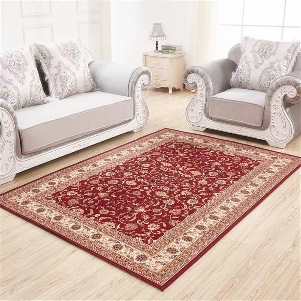 Tapis d'entree tapis salon rouge floral pour creer un espace chaleureux