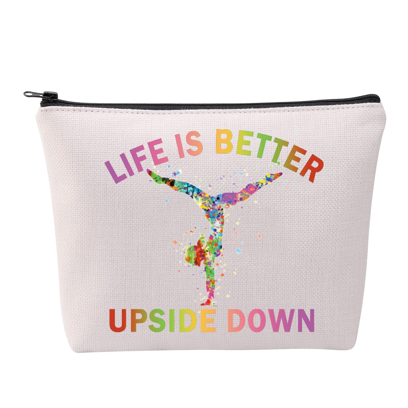 Gymnast Cosmetic Bag Gymnast Inspirational Gift Gymnastics Lover Gift Tumbling Girl Travel Bag Gymnastics Zipper Pouch Makeup Bag (Life Down)