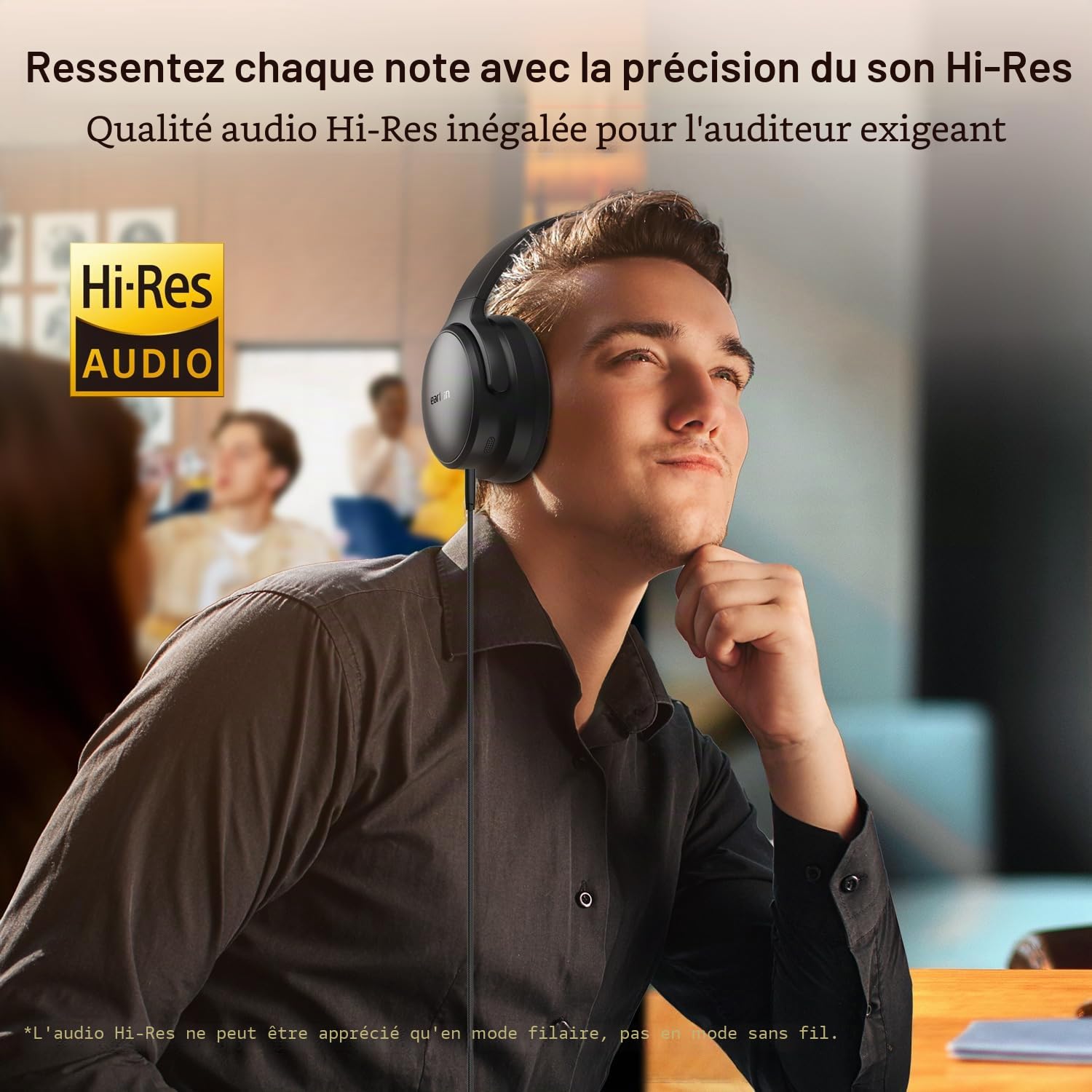 EarFun Tune Pro Casque Bluetooth sans Fil, Casque Réduction Active de Bruit | Hi-Res Audio, Double Haut-Parleur, Autonomie 120 H, Basses Profondes, Bluetooth 5.4, Personnalisation Via App, Noir