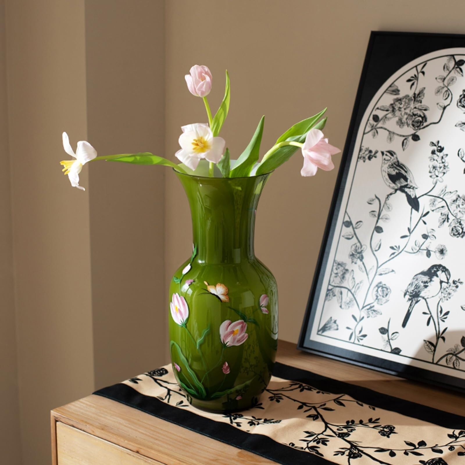 Vasi per fiori Vaso da terra, calibro retrò di grandi dimensioni con motivo floreale decorativo for soggiorno Centrotavola