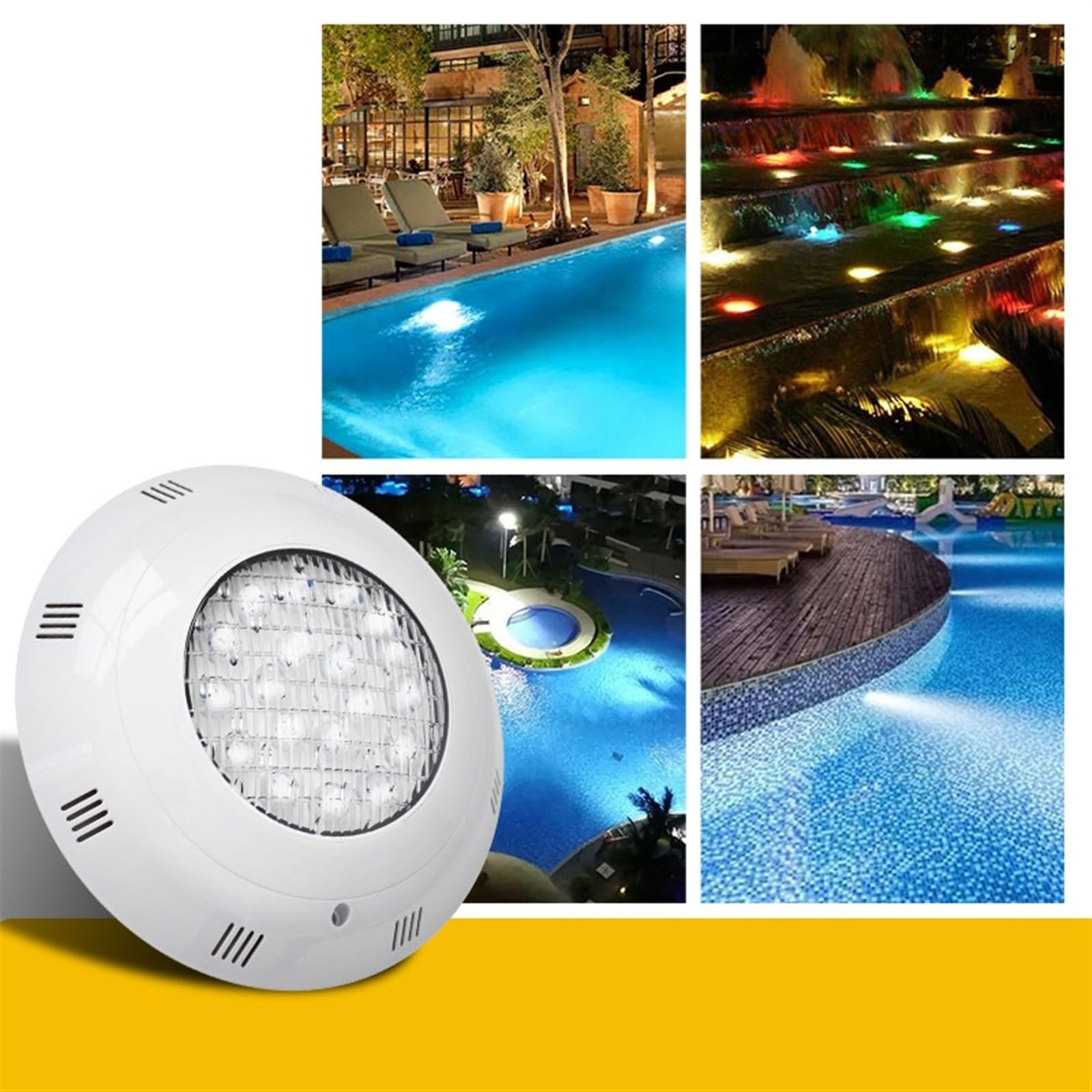 EDEDE Luci Piscina, Telecomando Senza Fili for Piscina a LED colorato Impermeabile RGB for Esterni Luce Subacquea 12v Luce for Piscina montata a Parete(White, 6W)