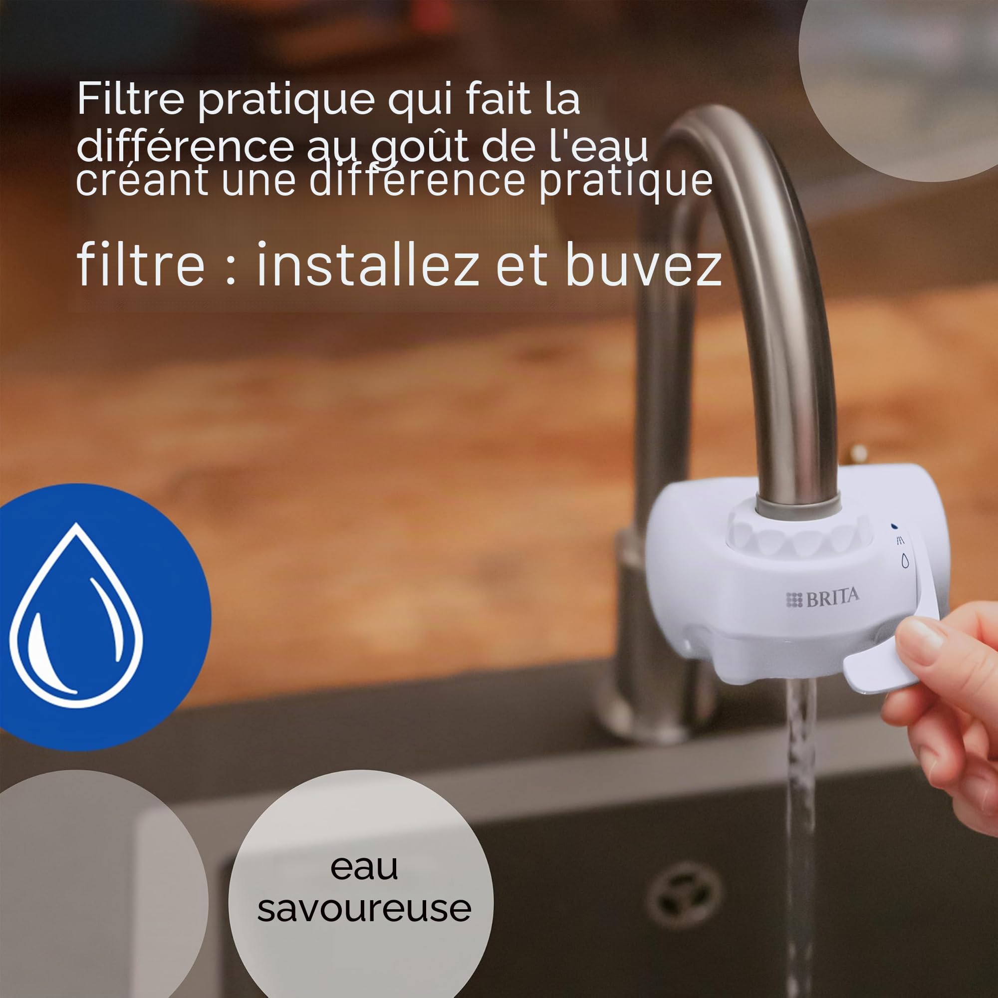 BRITA ON TAP V (600L) Cartouche de rechange pour filtre à eau – Pour une eau durable de bon goût, réduit les micro particules, PFAS, métaux lourds et autres substances qui altèrent le goût