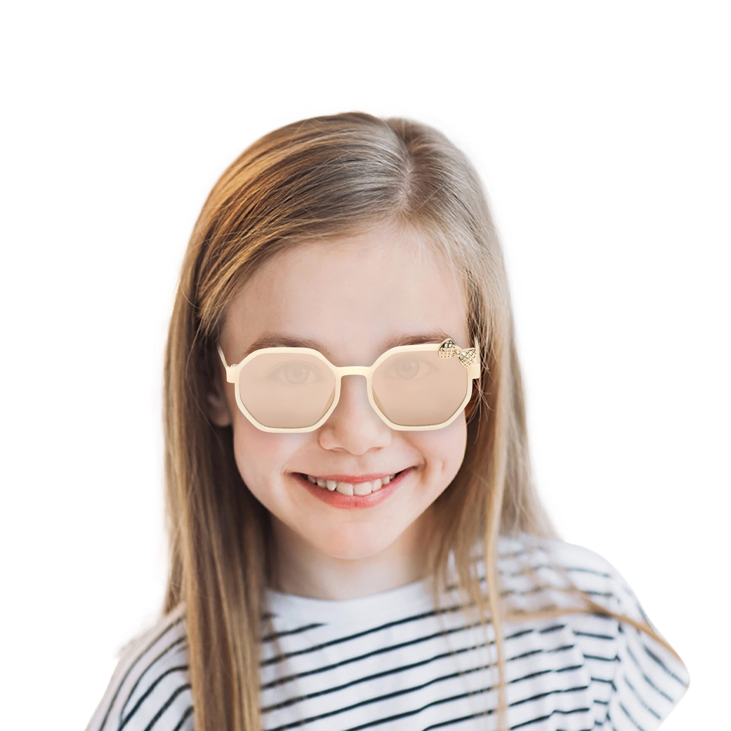 SPIKY Girls Hexagon Polarized Hexagonal Sunglasses With Protective Case Brown Frame, Brown Lens, Free Size - (Pack Of 1) 3