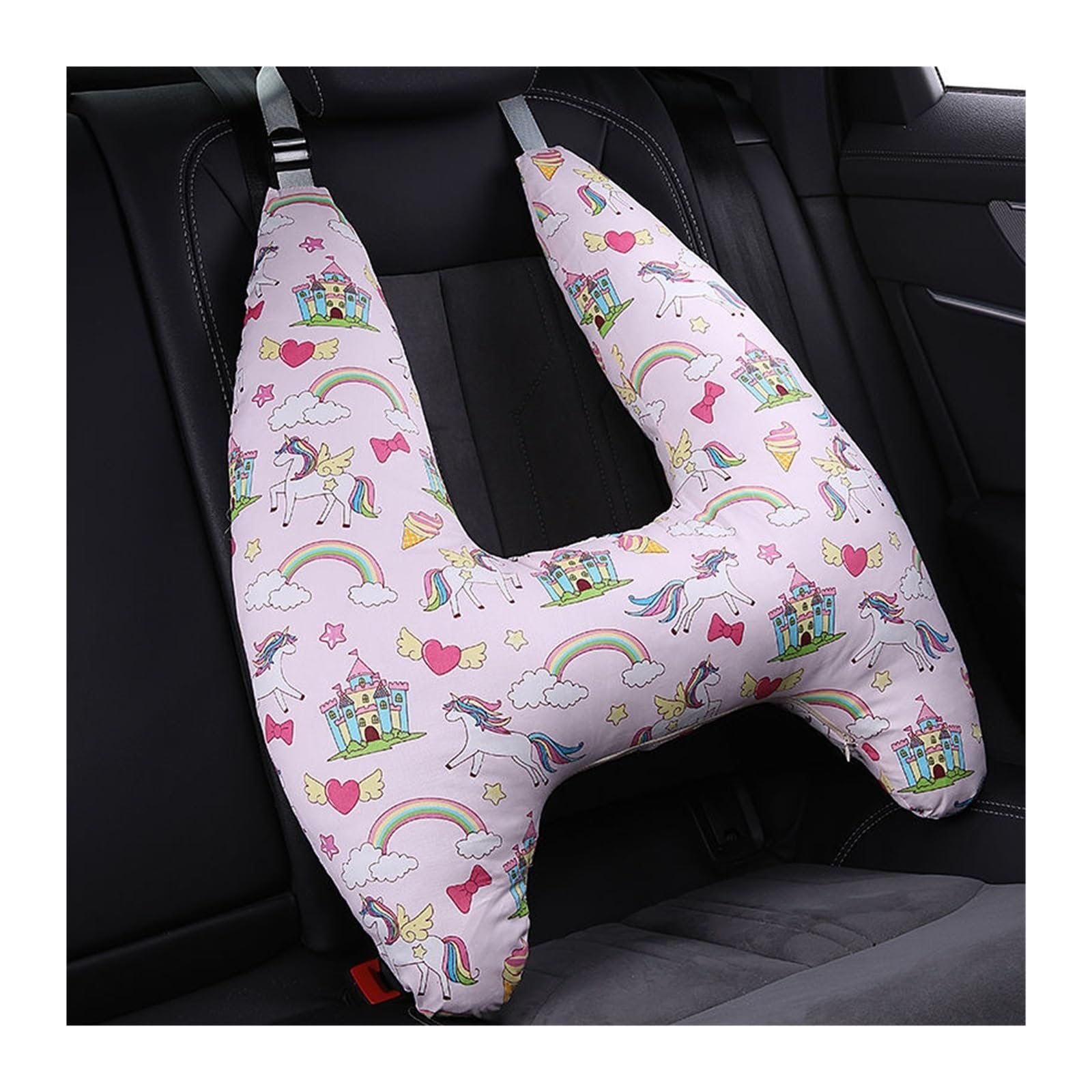 SSIMOO Soporte for la cabeza del cuello del niño con patrón animal lindo, cojín de almohada de viaje for niños en forma de U compatible con el asiento del automóvil, almohada de seguridad for el cuell