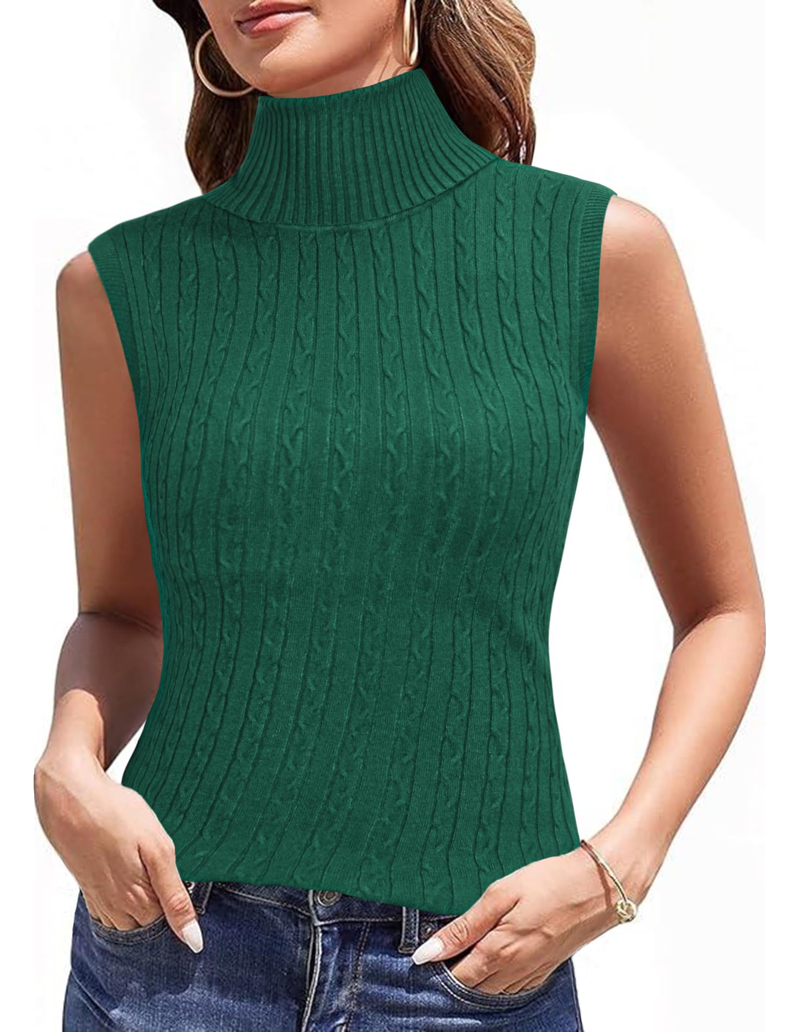 Totatuit Rollkragenpullover Damen Ärmellos Rollkragenshirt Rolli Top Oberteil Turtleneck Rollkragenpulli