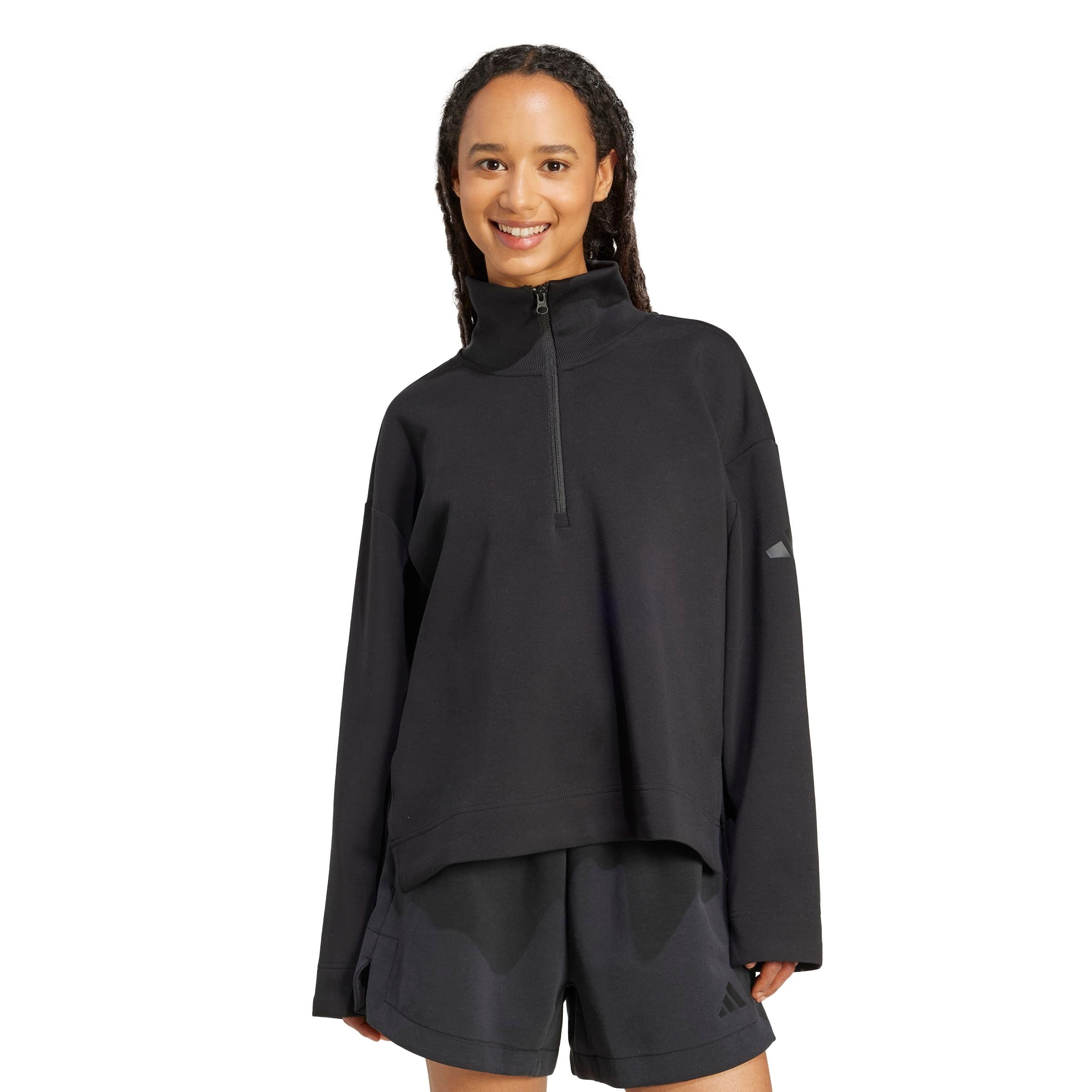 adidas Kobiety Soft Lux Quarter-Zip Sweatshirt, black, XXL