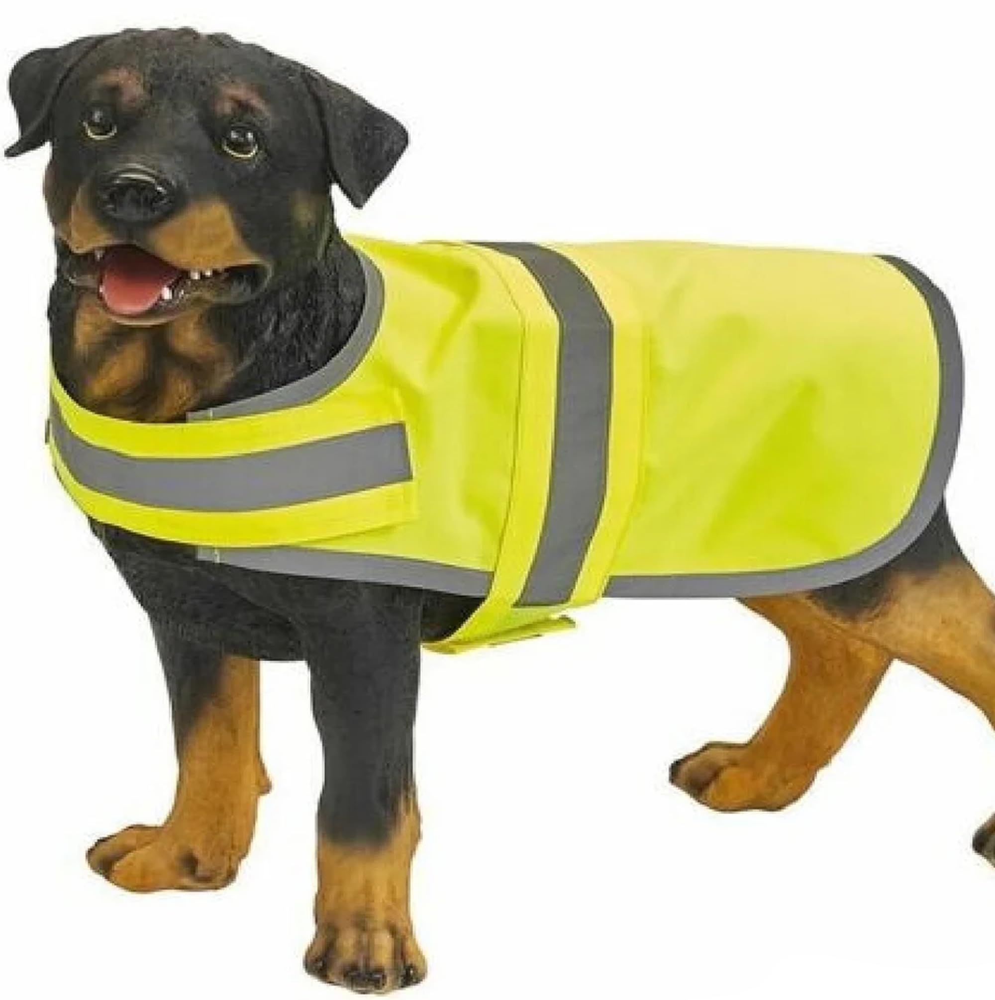 High Vis Yellow Dog Vest Coat, Adjustable Fit, Size Small Medium Large (M)
