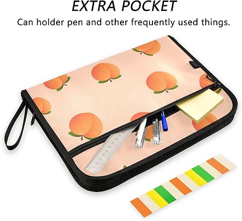 Miniatura 2 de Carpetas de archivo expansibles de frutas de durazno, cierre de cremallera, archivador acordeano, organizador de documentos impermeable con 13