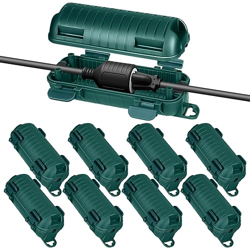 Frienda Cubierta de cable de extensión impermeable para exteriores, protector de conector de cable IP44 con 4 cierres desmontables, caja de conexión