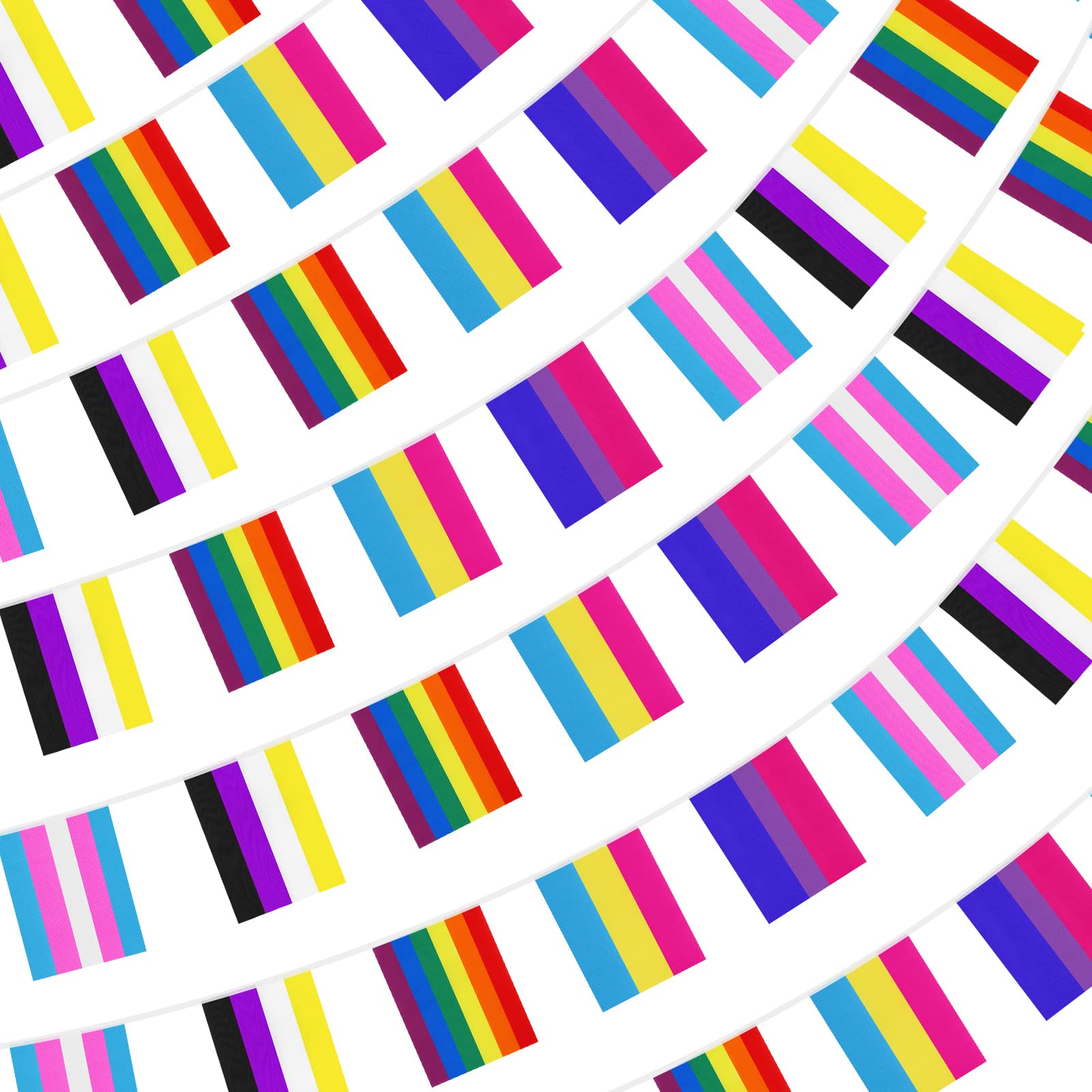 160 Pcs Pride Flags Banners 136 Feet Pride Decorations Rainbow Flag for Parade Festival Carnival Party Decoration(Mixed)