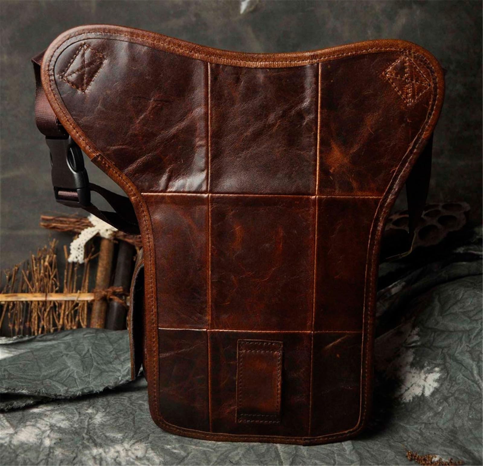 Sacoche de Jambe Moto Sac bandoulière en Cuir Multifonction for Homme(Color 3)
