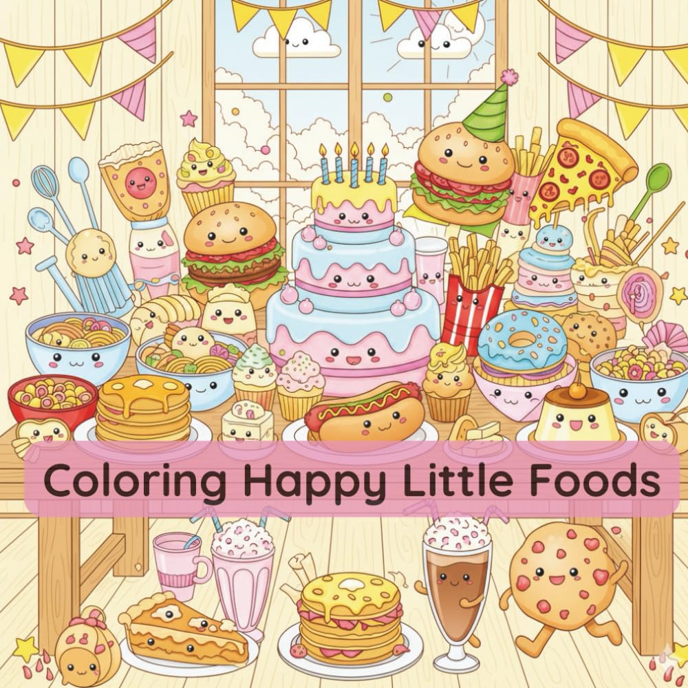 Coloring Happy Little Foods: Color, relax, and enjoy the sweetness
