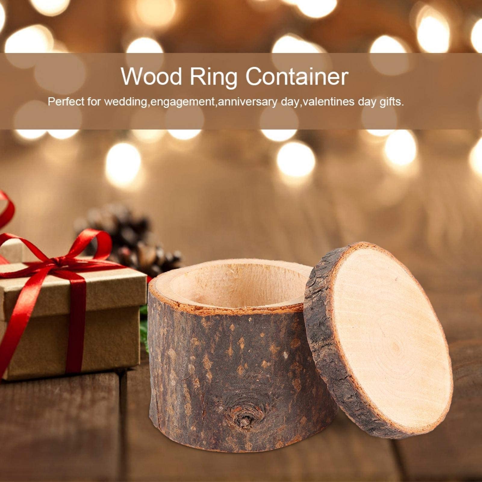 Hapivida 3 Teilige Holz Ehering Box, Rund Ring Scha Produktbild-Vorschau 7