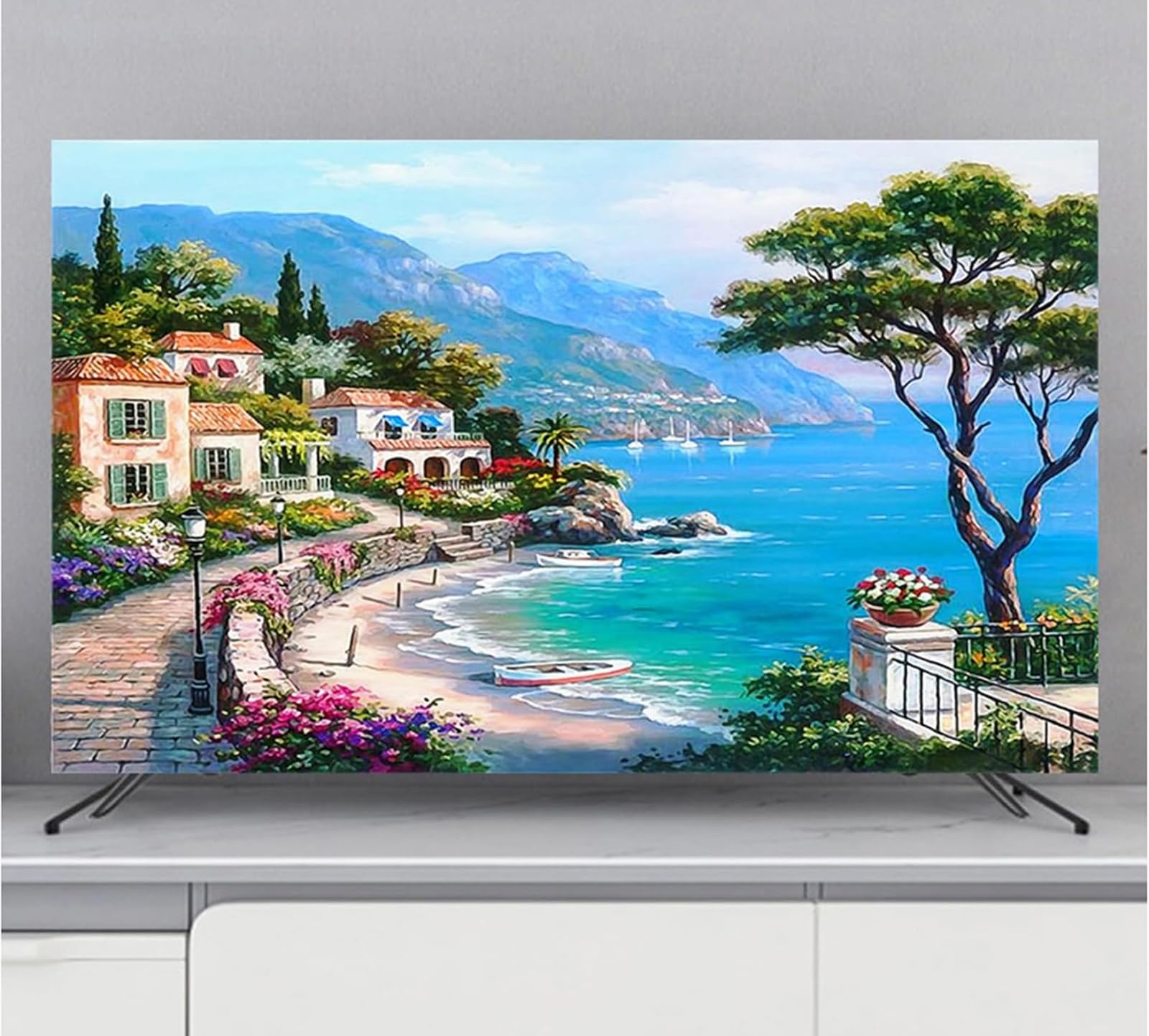 ,J,80in(188 * 110cm),Copertura Antipolvere per TV da Interni, Copertura per Televisore con Motivo Dipinto, Copertura Antipolvere per Display da Interni, Coperture per TV/PC