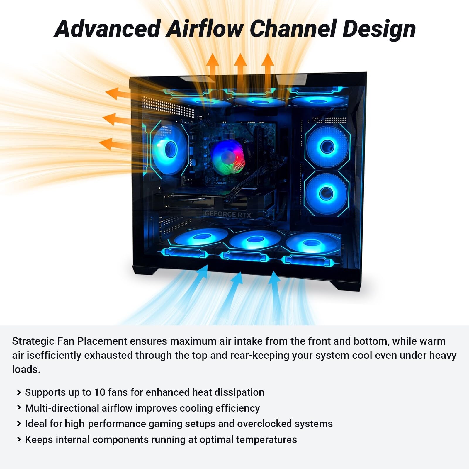 Gaming PC Desktop Computer – i7 11th Gen up to 4.9 GHz 16 Threads, RTX 2080 8GB, 32GB DDR4 RAM, 1TB NVMe SSD, Wi-Fi 6 & BT 5.4, 9× ARGB RGB Fans, Win11, 650W PSU, VR Ready Streaming Gaming Tower