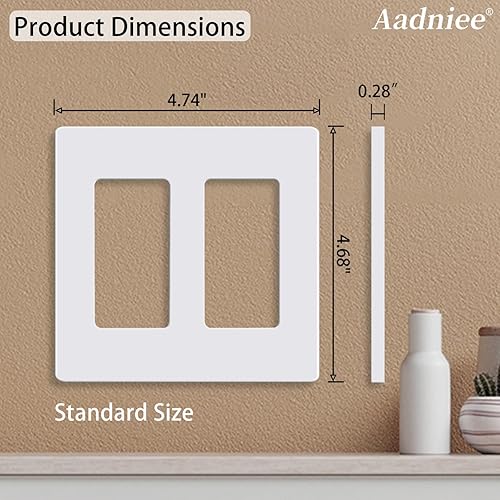 Miniatura 5 de Placas de pared decorativas sin tornillos de 2 segmentos, cubiertas decorativas de tomacorrientes, tamaño estándar de 4.68 x 4.74 pulgadas, placa de