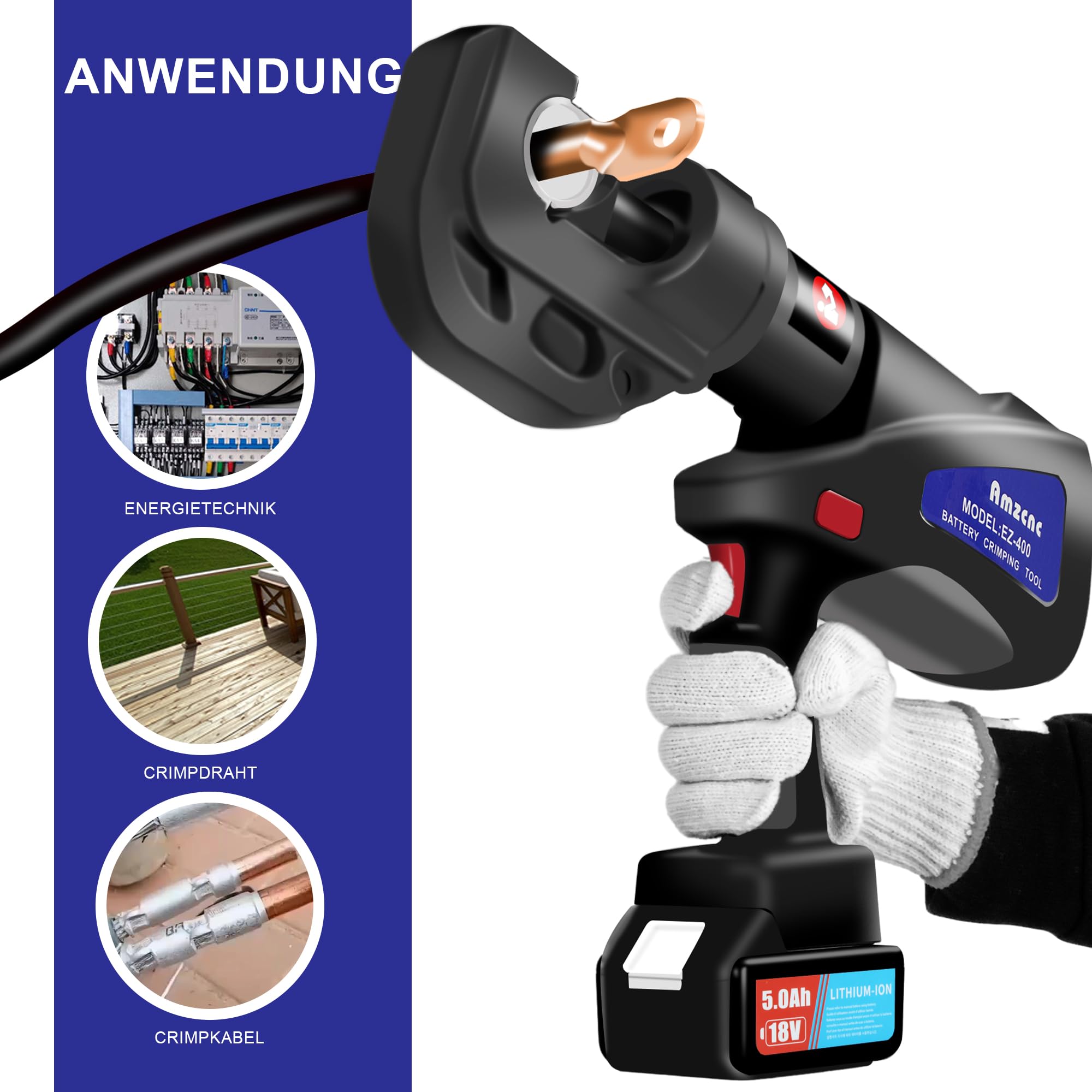PZ-300C Elektrisch hydraulisch krimp- en snijgereedschap voor kabelogen of CU/AL