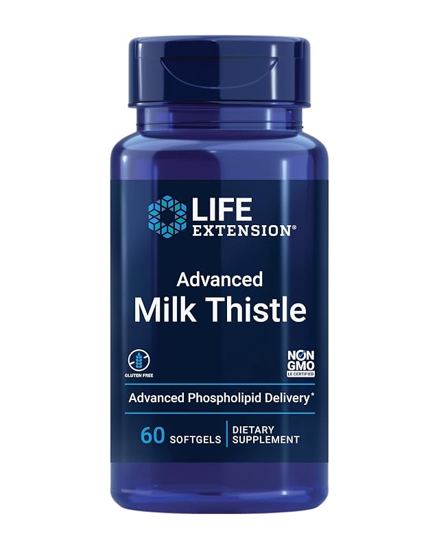 Life Extension Suplemento fitoterápico de cardo-mariano, 760 mg + 160 mg, 60 cápsulas gelatinosas