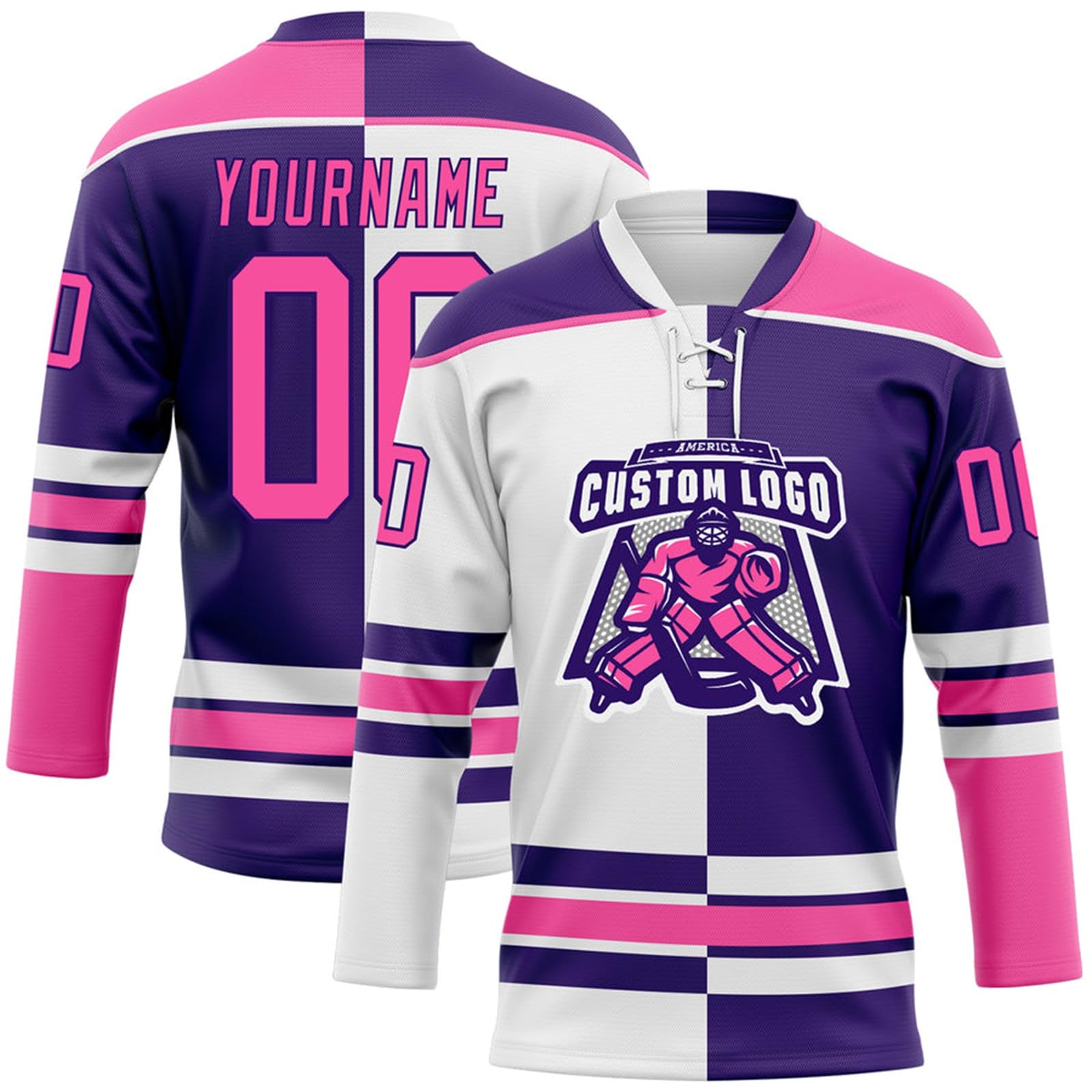 Custom Hockey Jersey Personalized with Name & Number | Long Sleeve Practice & Training Jersey for Men, Women, Youth | Unisex Sports Apparel