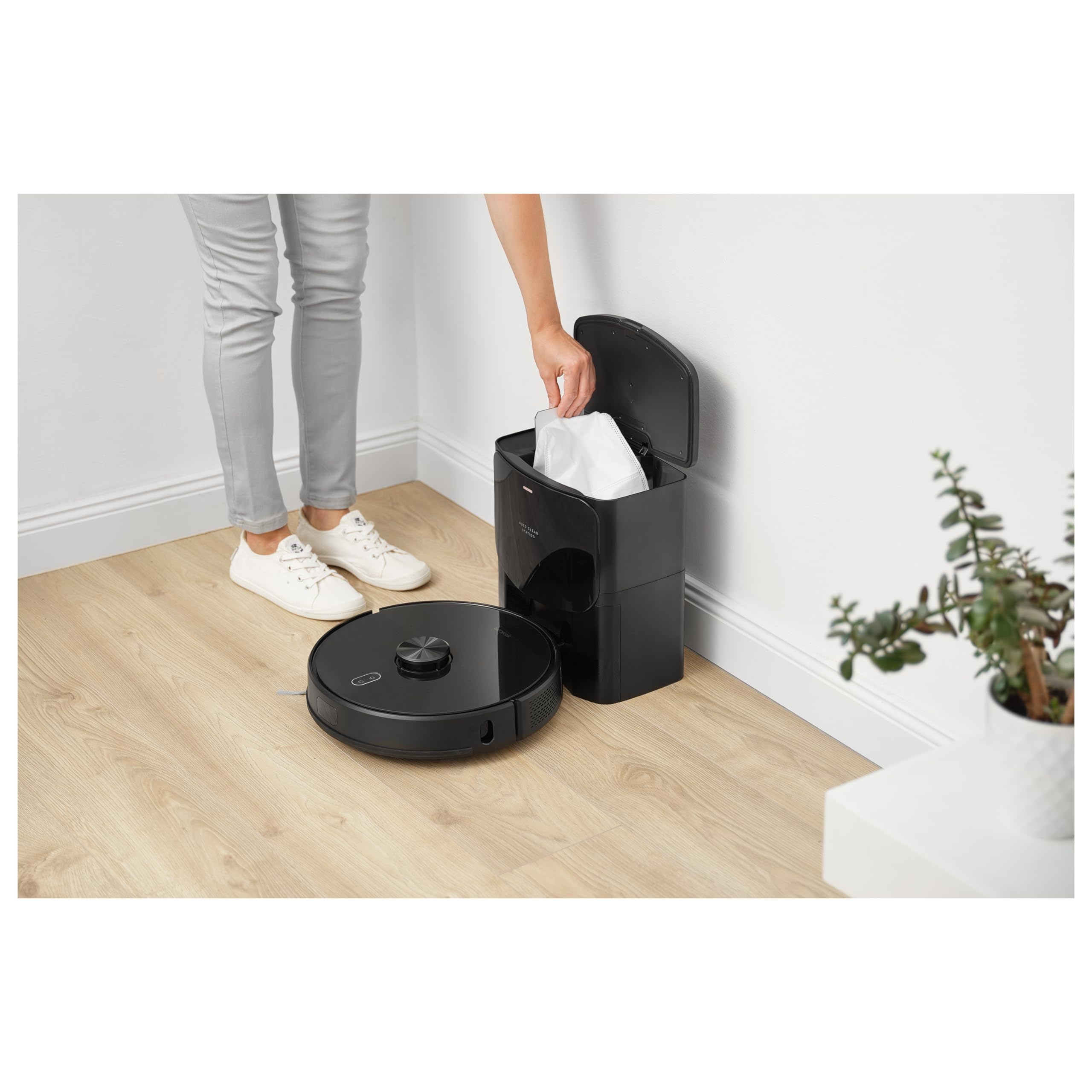 Sencor Robot Aspirapolvere Lavapavimenti, Ultra-Potente 3000Pa, Stazione Svuotamento Automatico, Navigazione LiDAR, Silenzioso, Ideale per Peli Animali, Controllo tramite App e Alexa, Lunga Autonomia