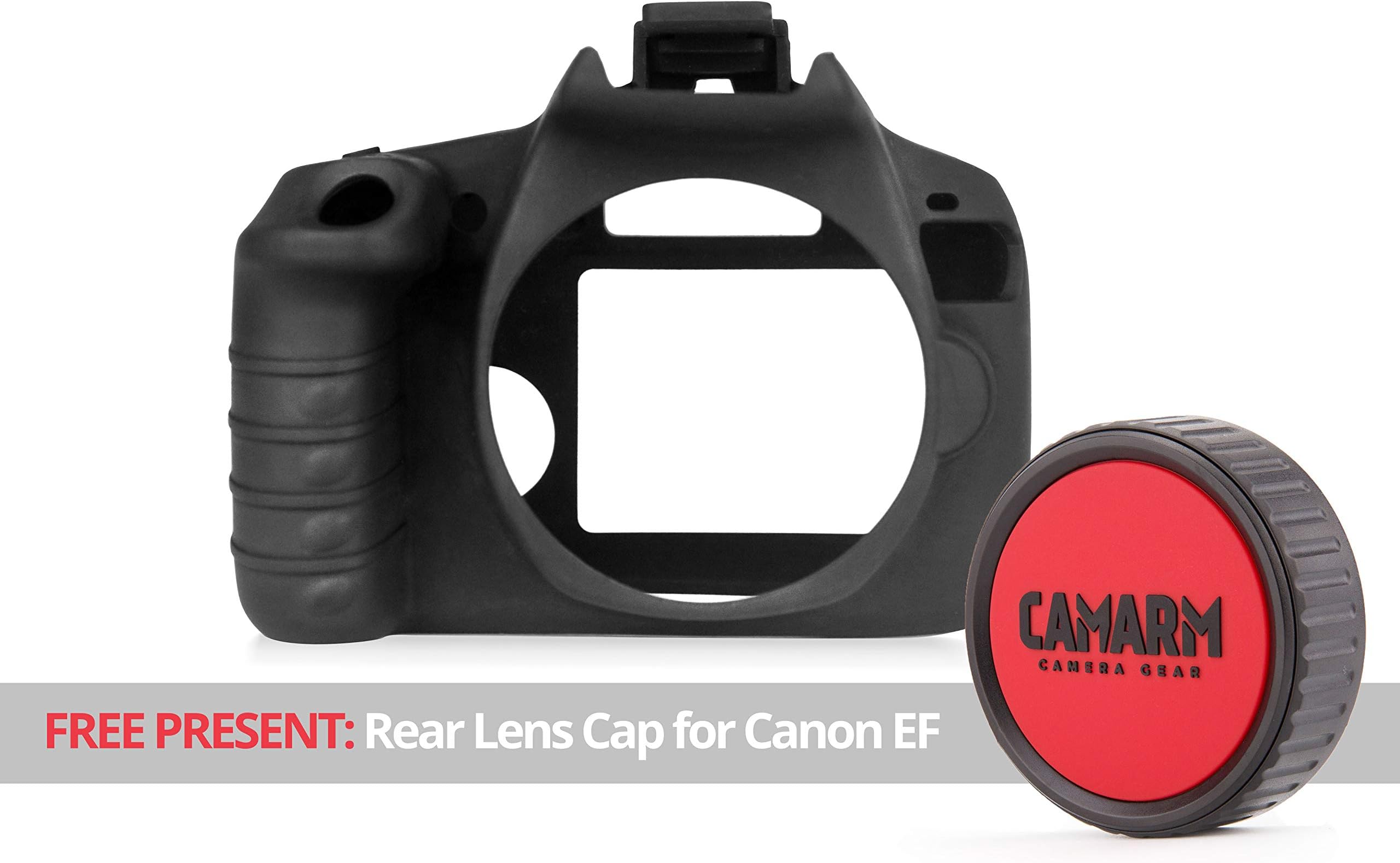 Camarm Silicone Protective Camera Body Case Cover for Canon EOS Rebel T7 (2000D) (Black)