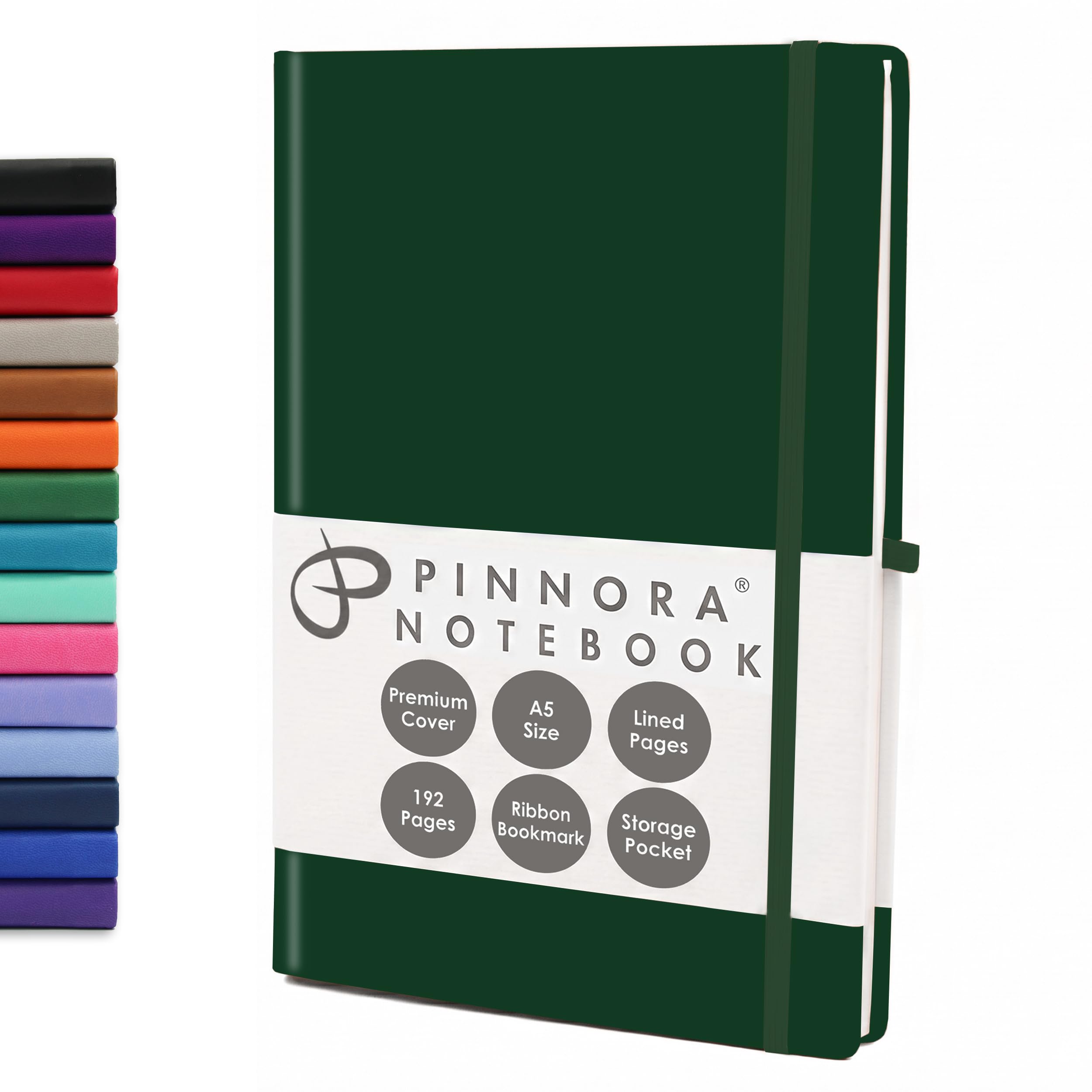 Pinnora Racing Green A5 Notebook – Lined Everyday Journal Notebook & Monthly Planner with 192 Pages, Notebooks for School, Office & Travel, Durable Cover, Smooth Paper, Ideal A5 Lined Notebooks — image 1