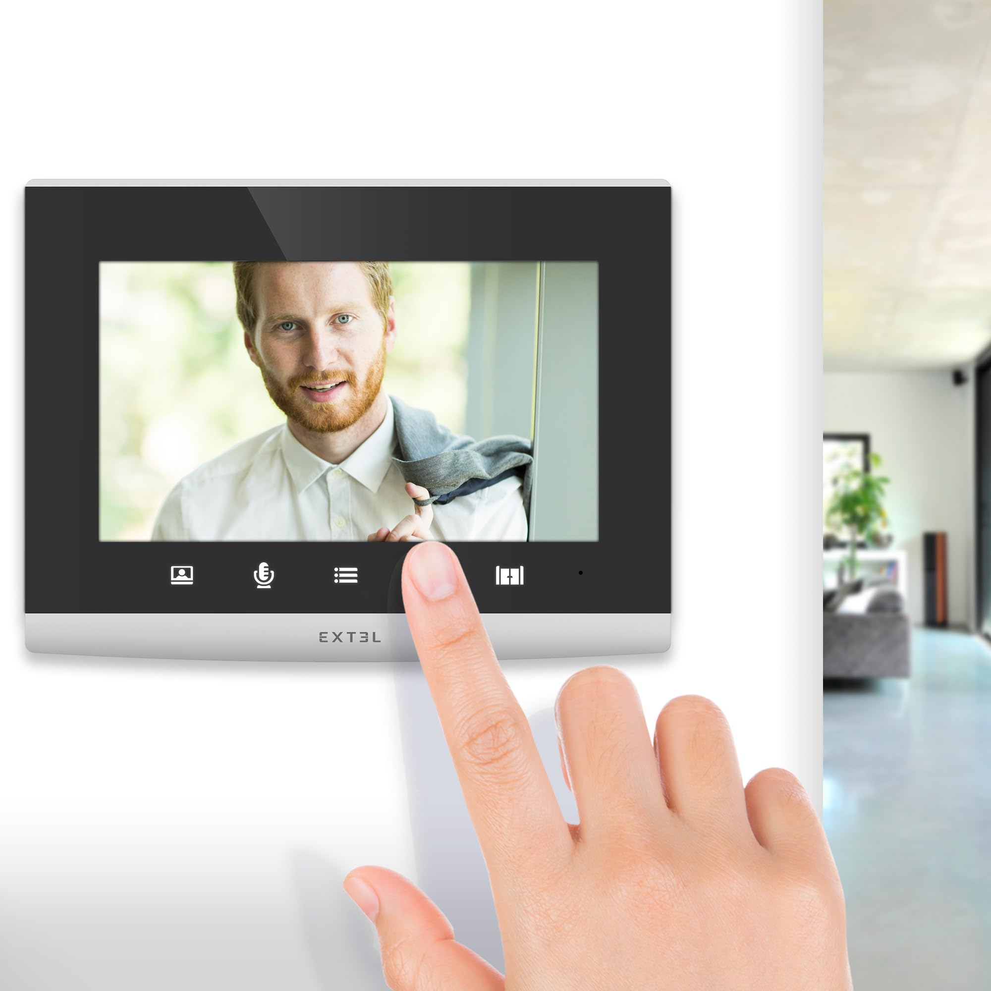 EXTEL Connect 2 Videocitofono Wi-fi Intelligente, Monofamiliare, Monitor Touch Screen da 7 Pollici, Fotocamera e App per Smartphone, Installazione 2 Fili, Visione Notturna