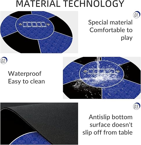 Miniatura 3 de nuveti Alfombrilla de póquer redonda de 2431475563 pulgadas para Texas Holdem  Mesa de póquer portátil con diseño Art Deco Impresión de 6-8