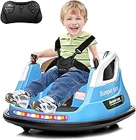 Vista 1 de Coche de parachoques eléctrico de 12 V para niños pequeños y niños, con control remoto de 3 velocidades, arnés de 5 puntos, música Bluetooth, giro