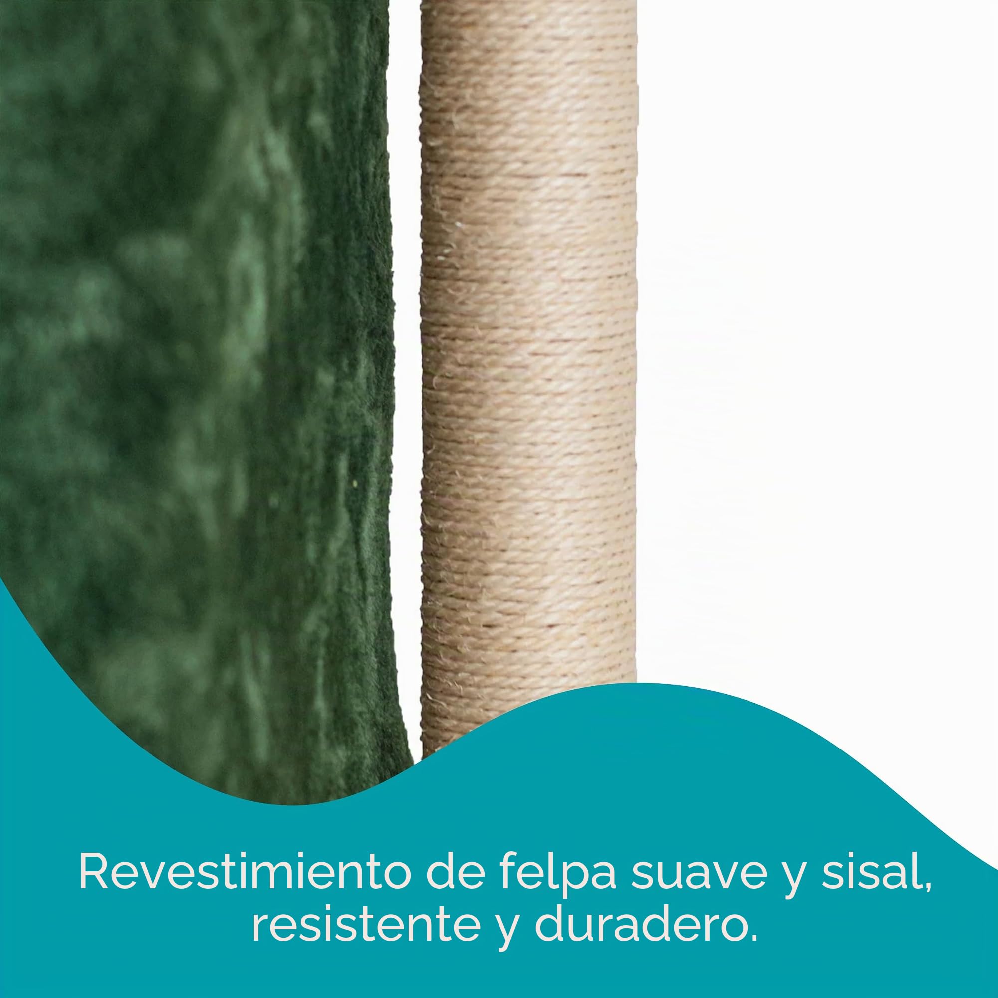 Aqpet Rascador con caseta y Hamaca de sisal y Tela, Altura 75 cm para el máximo Disfrute de su Gato, Color Beige/Verde